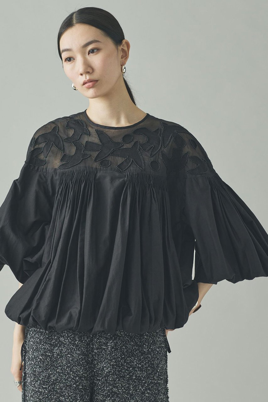 【カレンソロジー/Curensology】のバードシシュウブラウス インテリア・キッズ・メンズ・レディースファッション・服の通販 founy(ファニー) ファッション Fashion レディースファッション Fashion for Women トップス・カットソー Cut & Sew Tops シャツ・ブラウス・オフィスカジュアル Elegant Blouses & Button-Ups インド Indian Textile オーガンジー Organza Fabric ショート Short, Short Length シルク Silk, 100% Silk スリーブ Sleeve, Long Sleeve / Short Sleeve ハンド Hand, Handmade バランス Balance, Style Balance リボン Ribbon, Bow エレガント 上品 Elegant ブラック|ID: prp329100004917996 ipo3291000000036886069