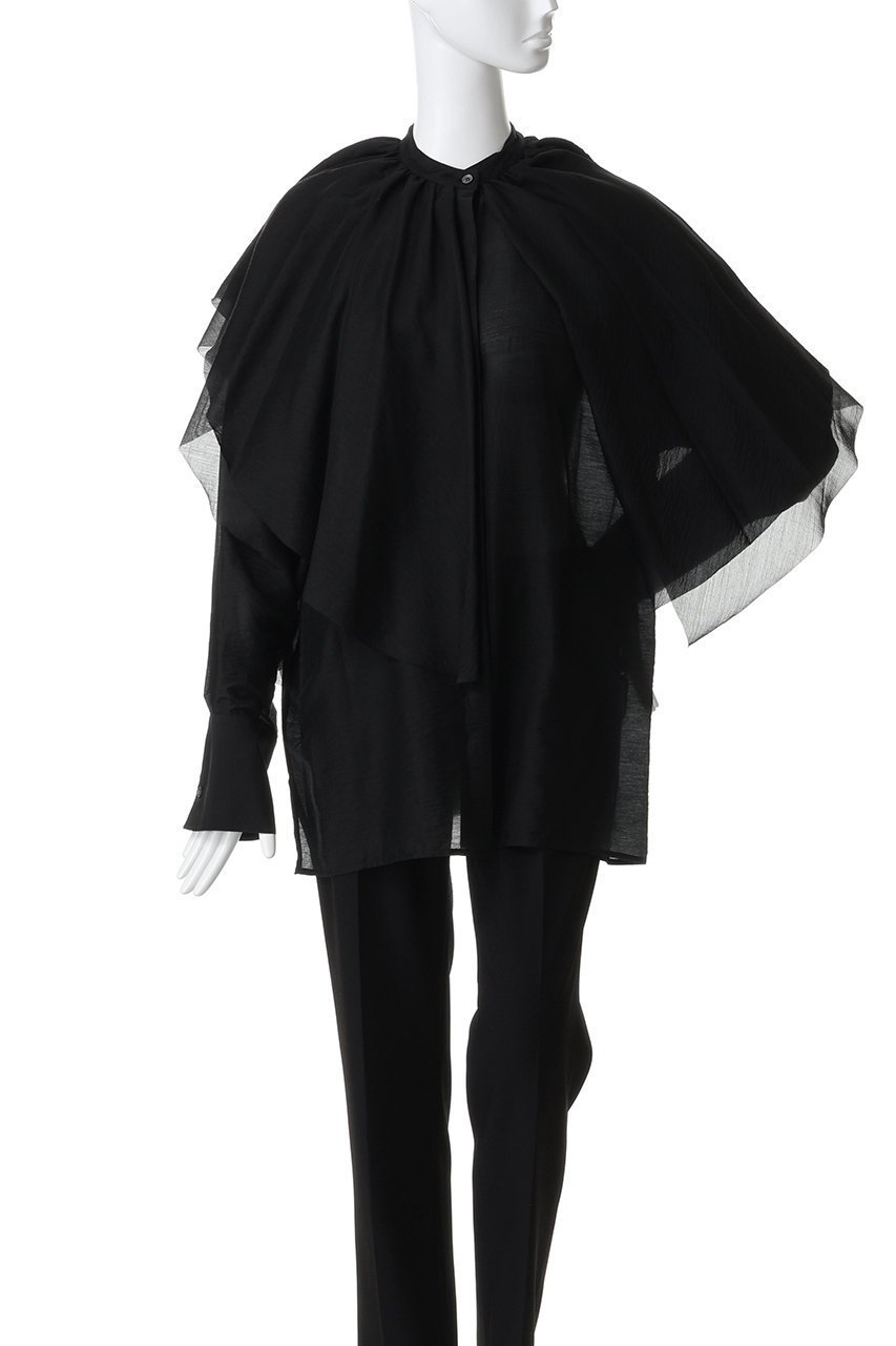 【プランク プロジェクト/PRANK PROJECT】のボリュームラッフル2WAYトップ 人気、トレンドファッション・服の通販 founy(ファニー) 　ファッション　Fashion　レディースファッション　Fashion for Women　トップス・カットソー　Cut & Sew Tops　シャツ・ブラウス・オフィスカジュアル　Elegant Blouses & Button-Ups　ロングTシャツ・Tシャツ　Longline T-Shirts & Tees　カットソー・ベーシックTシャツ　Cut-and-Sewn Tops / Stretch Tees & Basics　シアー　Sheer, See-Through　シルク　Silk, 100% Silk　ジャケット　Jacket, Outerwear　スリーブ　Sleeve, Long Sleeve / Short Sleeve　タイトスカート　Pencil Skirt, Tight Skirt　デニム　Denim, Jeans Material　バランス　Balance, Style Balance　フォルム　Silhouette, Form　フリル　Frill, Ruffle　ロング　Long, Long-Length　other-2|ID: prp329100004917998 ipo3291000000036886161