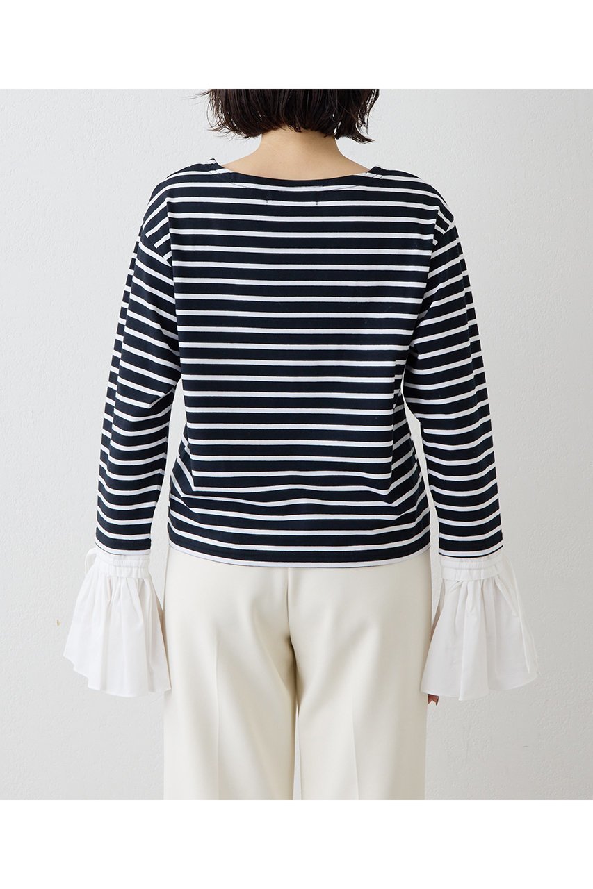 【ウィムガゼット/Whim Gazette】の【THE PAUSE】フレアカフスボーダープルオーバー 人気、トレンドファッション・服の通販 founy(ファニー) 　ファッション　Fashion　レディースファッション　Fashion for Women　トップス・カットソー　Cut & Sew Tops　シャツ・ブラウス・オフィスカジュアル　Elegant Blouses & Button-Ups　ロングTシャツ・Tシャツ　Longline T-Shirts & Tees　カジュアルプルオーバー・ニットトップス　Pullovers & Knit Tops / Casual Pullovers　カットソー・ベーシックTシャツ　Cut-and-Sewn Tops / Stretch Tees & Basics　おすすめ　Recommended / Our Picks　ジャケット　Jacket, Outerwear　スリーブ　Sleeve, Long Sleeve / Short Sleeve　バランス　Balance, Style Balance　フェミニン　Feminine, Girly　フレア　Flare, Flared　ボーダー　Border, Stripe　ロング　Long, Long-Length　定番　Standard, Basic Item　other-8|ID: prp329100004917999 ipo3291000000036886225