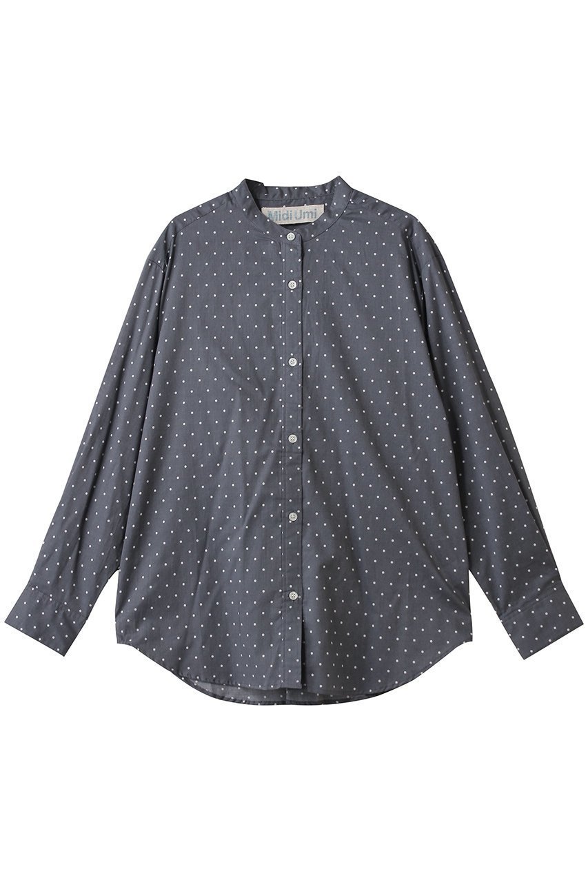 【ミディウミ/MidiUmi】のdots band collar shirt シャツ インテリア・キッズ・メンズ・レディースファッション・服の通販 founy(ファニー) 　ファッション　Fashion　レディースファッション　Fashion for Women　トップス・カットソー　Cut & Sew Tops　シャツ・ブラウス・オフィスカジュアル　Elegant Blouses & Button-Ups　おすすめ　Recommended / Our Picks　コンパクト　Compact, Small Size　シアー　Sheer, See-Through　ジャケット　Jacket, Outerwear　スリーブ　Sleeve, Long Sleeve / Short Sleeve　セットアップ　Set-Up, Coordinated Outfit　ドット　Polka Dot, Dot Pattern　ロング　Long, Long-Length　gray|ID: prp329100004918048 ipo3291000000036887805