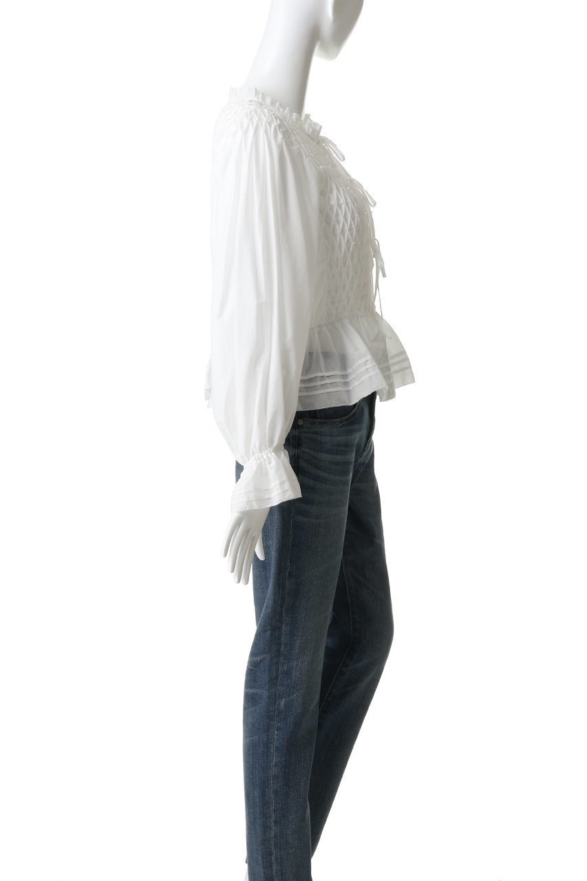 【ミュベール/MUVEIL】のスモッキングブラウス 人気、トレンドファッション・服の通販 founy(ファニー) 　ファッション　Fashion　レディースファッション　Fashion for Women　トップス・カットソー　Cut & Sew Tops　シャツ・ブラウス・オフィスカジュアル　Elegant Blouses & Button-Ups　おすすめ　Recommended / Our Picks　エレガント 上品　Elegant　スモッキング　Smocking, Gathered Stitching　スリーブ　Sleeve, Long Sleeve / Short Sleeve　デニム　Denim, Jeans Material　フリル　Frill, Ruffle　ペプラム　Peplum, Flared Hem　ロング　Long, Long-Length　新作・新入荷　New Arrivals / New In　羽織　Haori, Light Jacket　other-3|ID: prp329100004918051 ipo3291000000036887866