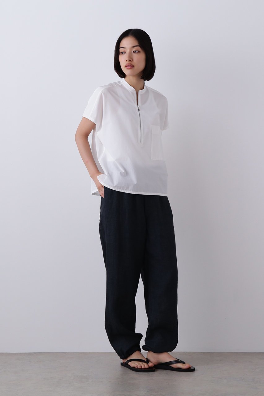 【イレーヴ/YLEVE】のCOTTON CUPRA ハーフジップシャツ 人気、トレンドファッション・服の通販 founy(ファニー) 　ファッション　Fashion　レディースファッション　Fashion for Women　トップス・カットソー　Cut & Sew Tops　シャツ・ブラウス・オフィスカジュアル　Elegant Blouses & Button-Ups　ショート　Short, Short Length　スラックス　Slacks, Dress Pants　スリーブ　Sleeve, Long Sleeve / Short Sleeve　フレンチ　French, French Style　モダン　Modern, Contemporary　ワイド　Wide, Wide Fit　新作・新入荷　New Arrivals / New In　other-6|ID: prp329100004918055 ipo3291000000036887903