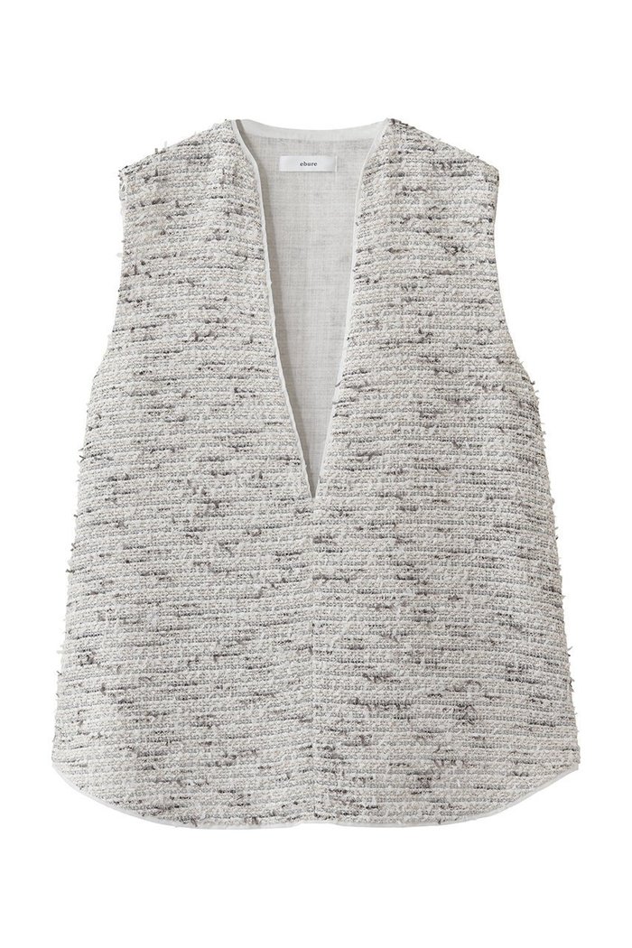 【エブール/ebure】のクラウドツィード スリーブレスブラウス インテリア・キッズ・メンズ・レディースファッション・服の通販 founy(ファニー) https://founy.com/ ファッション Fashion レディースファッション Fashion for Women トップス・カットソー Cut & Sew Tops キャミソール&ノースリーブ Camisoles & Sleeveless Tops シャツ・ブラウス・オフィスカジュアル Elegant Blouses & Button-Ups キャミソール Camisole, Spaghetti Strap Top シルク Silk, 100% Silk タンク Tank Top, Sleeveless Top チェーン Chain, Chain Strap ツイード Twill, Twill Weave ドレープ Drape, Draping Fabric ノースリーブ Sleeveless, No-Sleeve 新作・新入荷 New Arrivals / New In |ID: prp329100004918057 ipo3291000000036887944