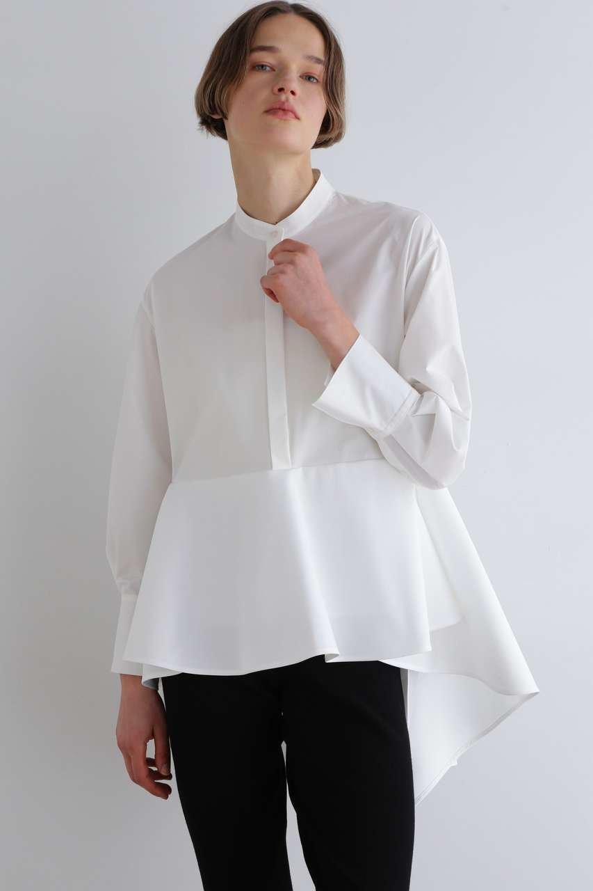 【ル フィル/LE PHIL】のSOLOTEXブロードペプラムシャツ インテリア・キッズ・メンズ・レディースファッション・服の通販 founy(ファニー) 　ファッション　Fashion　レディースファッション　Fashion for Women　トップス・カットソー　Cut & Sew Tops　シャツ・ブラウス・オフィスカジュアル　Elegant Blouses & Button-Ups　スタンダード　Standard, Basic　スリーブ　Sleeve, Long Sleeve / Short Sleeve　ドレープ　Drape, Draping Fabric　フォルム　Silhouette, Form　フロント　Front, Front Design　ペプラム　Peplum, Flared Hem　ロング　Long, Long-Length　新作・新入荷　New Arrivals / New In　ホワイト|ID: prp329100004918059 ipo3291000000036887972