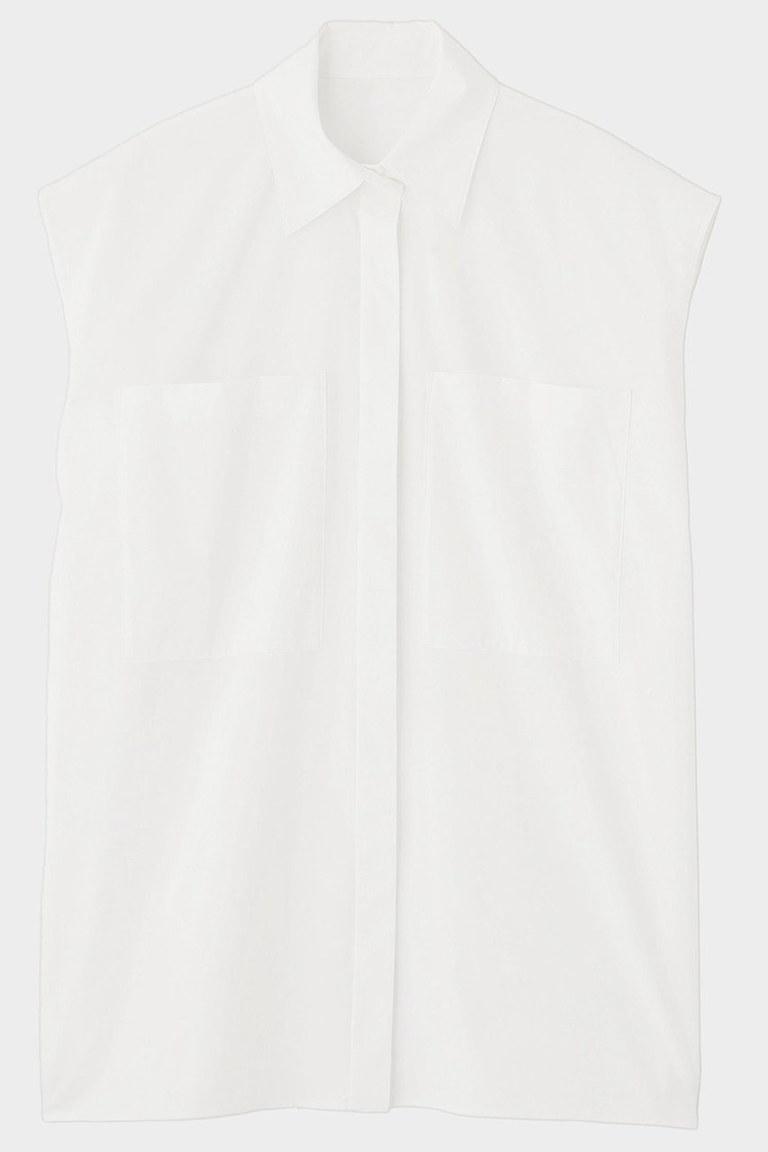 【ル フィル/LE PHIL】のビッグポケットノースリーブブラウス インテリア・キッズ・メンズ・レディースファッション・服の通販 founy(ファニー) ファッション Fashion レディースファッション Fashion for Women トップス・カットソー Cut & Sew Tops キャミソール&ノースリーブ Camisoles & Sleeveless Tops シャツ・ブラウス・オフィスカジュアル Elegant Blouses & Button-Ups クッション Cushion, Throw Pillow シンプル Simple, Minimal スタンダード Standard, Basic ストライプ Stripe, Striped Pattern ストレッチ Stretch, Stretchy Fabric タンブラー Tumbler, Travel Mug ノースリーブ Sleeveless, No-Sleeve ビッグ Big, Oversized フォルム Silhouette, Form フロント Front, Front Design ボトム Bottoms, Lower Wear ポケット Pocket, Pocket Detail ホワイト|ID: prp329100004918061 ipo3291000000036887994