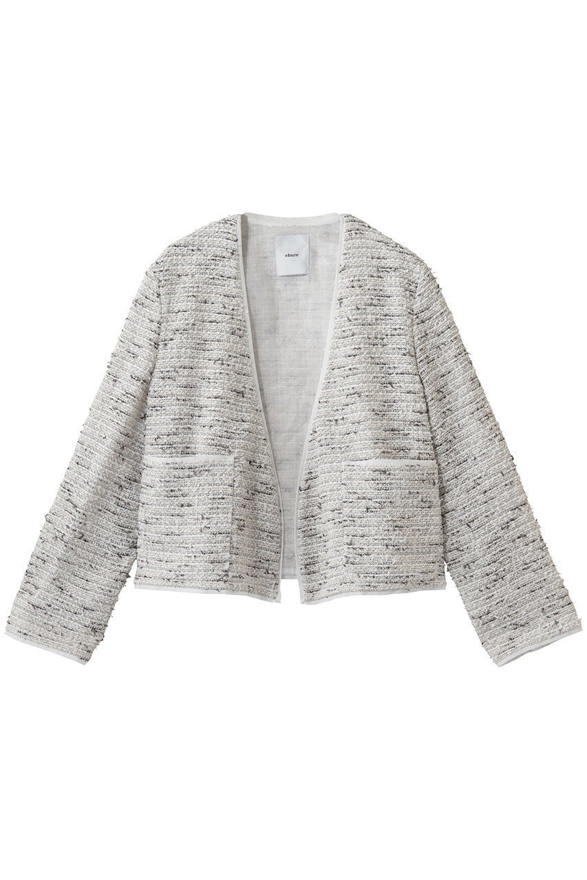 【エブール/ebure】のクラウドツィード ノーカラージャケット 人気、トレンドファッション・服の通販 founy(ファニー) 　ファッション　Fashion　レディースファッション　Fashion for Women　アウター　Coat / Outerwear Collection　レディースジャケット・軽アウター　Jackets　ノーカラージャケット / シンプル上品コーデ　Collarless Jackets　カーディガン　Cardigan, Knitwear　クラシカル　Classical, Vintage-Inspired　シルク　Silk, 100% Silk　ジャケット　Jacket, Outerwear　チェーン　Chain, Chain Strap　ツイード　Twill, Twill Weave　エレガント 上品　Elegant　新作・新入荷　New Arrivals / New In　 other-1|ID: prp329100004918063 ipo3291000000036888008