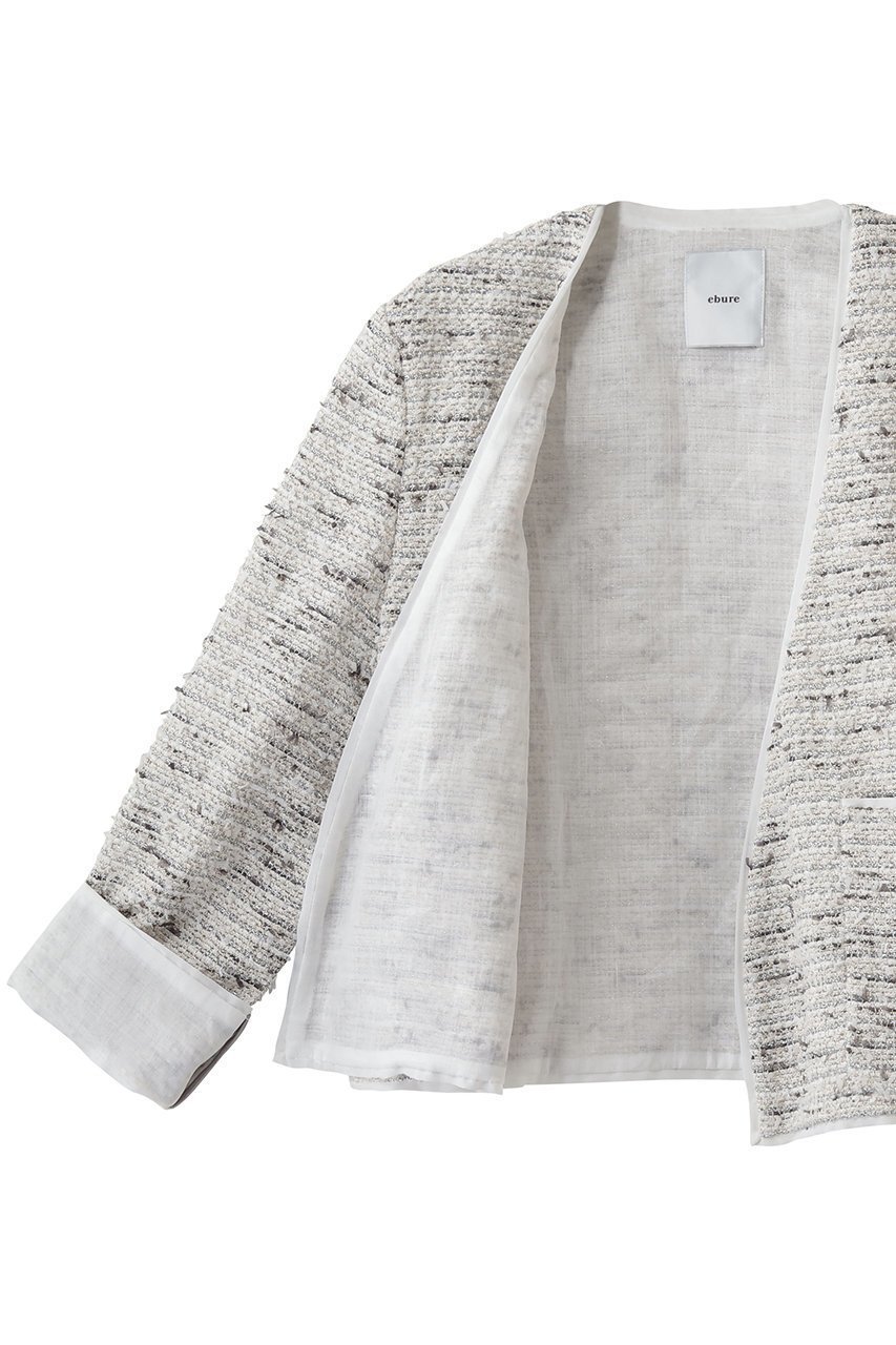 【エブール/ebure】のクラウドツィード ノーカラージャケット 人気、トレンドファッション・服の通販 founy(ファニー) 　ファッション　Fashion　レディースファッション　Fashion for Women　アウター　Coat / Outerwear Collection　レディースジャケット・軽アウター　Jackets　ノーカラージャケット / シンプル上品コーデ　Collarless Jackets　カーディガン　Cardigan, Knitwear　クラシカル　Classical, Vintage-Inspired　シルク　Silk, 100% Silk　ジャケット　Jacket, Outerwear　チェーン　Chain, Chain Strap　ツイード　Twill, Twill Weave　エレガント 上品　Elegant　新作・新入荷　New Arrivals / New In　other-7|ID: prp329100004918063 ipo3291000000036888015
