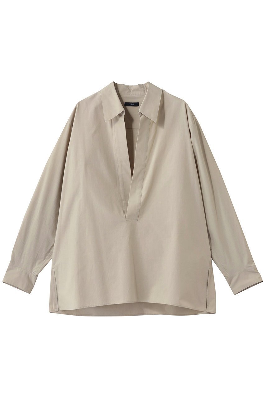 【イレーヴ/YLEVE】のコットン シルク タイプライター スキッパー シャツ インテリア・キッズ・メンズ・レディースファッション・服の通販 founy(ファニー) 　ファッション　Fashion　レディースファッション　Fashion for Women　トップス・カットソー　Cut & Sew Tops　シャツ・ブラウス・オフィスカジュアル　Elegant Blouses & Button-Ups　シルク　Silk, 100% Silk　スキッパー　Skipper, Open Collar　スリーブ　Sleeve, Long Sleeve / Short Sleeve　タイプライター　Typewriter Fabric, Crisp Cotton　ロング　Long, Long-Length　ライトソイ|ID: prp329100004918525 ipo3291000000036891592