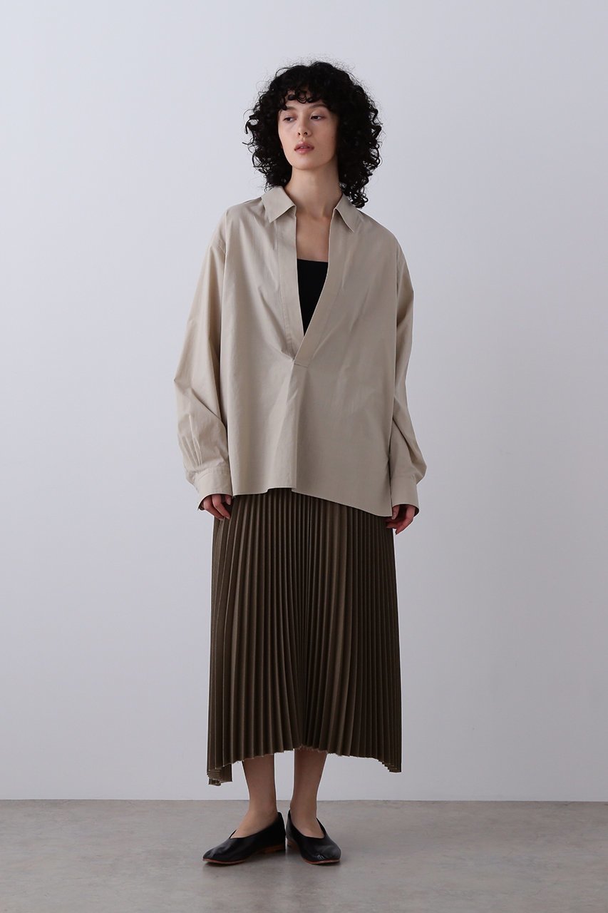 【イレーヴ/YLEVE】のコットン シルク タイプライター スキッパー シャツ 人気、トレンドファッション・服の通販 founy(ファニー) 　ファッション　Fashion　レディースファッション　Fashion for Women　トップス・カットソー　Cut & Sew Tops　シャツ・ブラウス・オフィスカジュアル　Elegant Blouses & Button-Ups　シルク　Silk, 100% Silk　スキッパー　Skipper, Open Collar　スリーブ　Sleeve, Long Sleeve / Short Sleeve　タイプライター　Typewriter Fabric, Crisp Cotton　ロング　Long, Long-Length　other-6|ID: prp329100004918525 ipo3291000000036891600