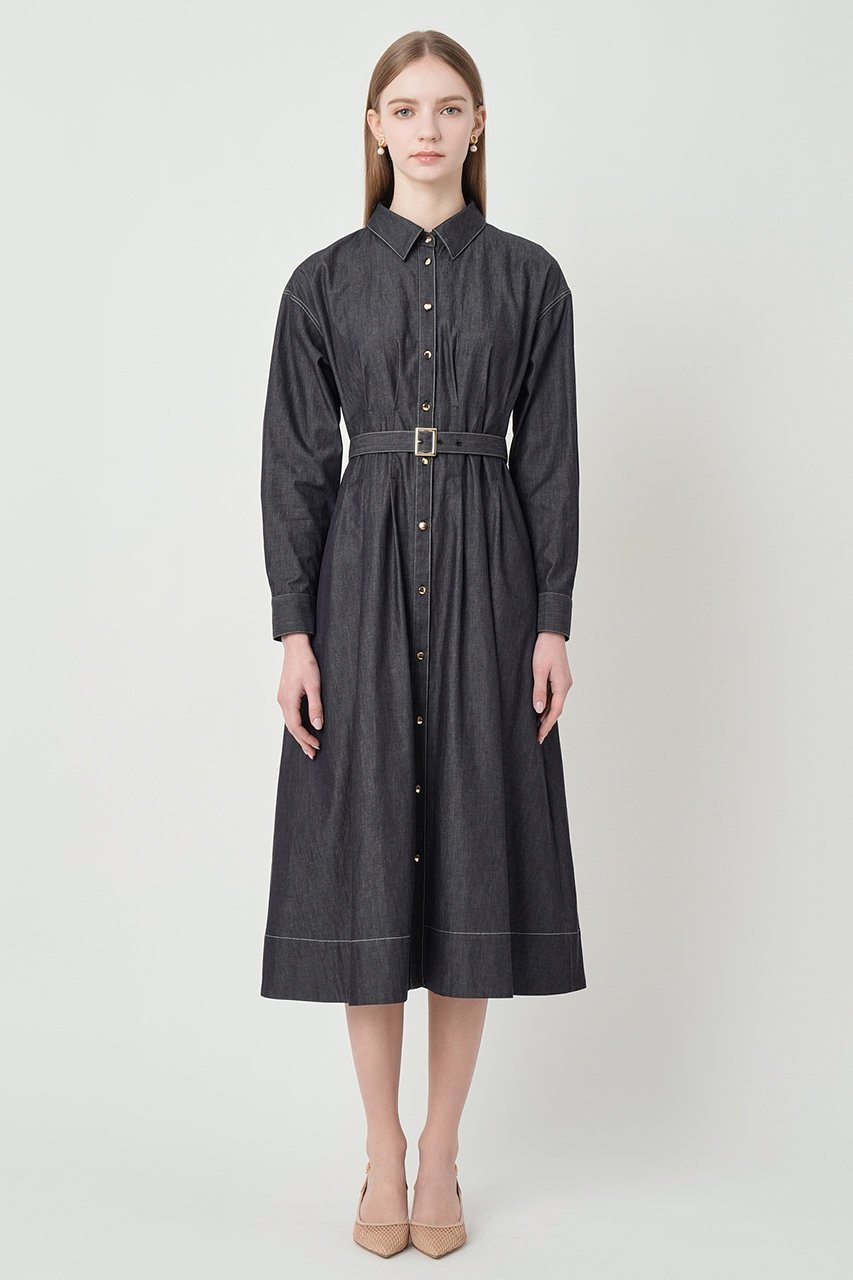 【アナイ/ANAYI】のライトデニムタックシャツワンピース 人気、トレンドファッション・服の通販 founy(ファニー) 　ファッション　Fashion　レディースファッション　Fashion for Women　ワンピース　Dresses　シャツワンピース / 1枚で着映えコーデ　Shirt Dresses　チュニック　Tunic Tops & Dresses　インディゴ　Indigo Denim　チュニック　Tunic, Long Top　デニム　Denim, Jeans Material　フィット　Fit, Slim Fit　フレア　Flare, Flared　ロング　Long, Long-Length　other-6|ID: prp329100004918543 ipo3291000000036891901