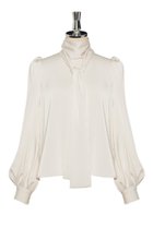 【デイジーリン/DAISY LIN】のBlouse Daisy Elegant Ribbon 人気、トレンドファッション・服の通販 founy(ファニー) ファッション Fashion レディースファッション Fashion for Women トップス・カットソー Cut & Sew Tops シャツ・ブラウス・オフィスカジュアル Elegant Blouses & Button-Ups アンティーク Antique-Inspired インナー Innerwear エレガント 上品 Elegant カフス Cuff Design ジャケット Jacket, Outerwear スリーブ Sleeve, Long Sleeve / Short Sleeve チュール Tulip, Tulip Motif パウダー Powder, Soft Tone リボン Ribbon, Bow ループ Loop, Loop Knit ロング Long, Long-Length 再入荷 Restock / Back in Stock thumbnail パウダーベージュ|ID: prp329100004918550 ipo3291000000036892073