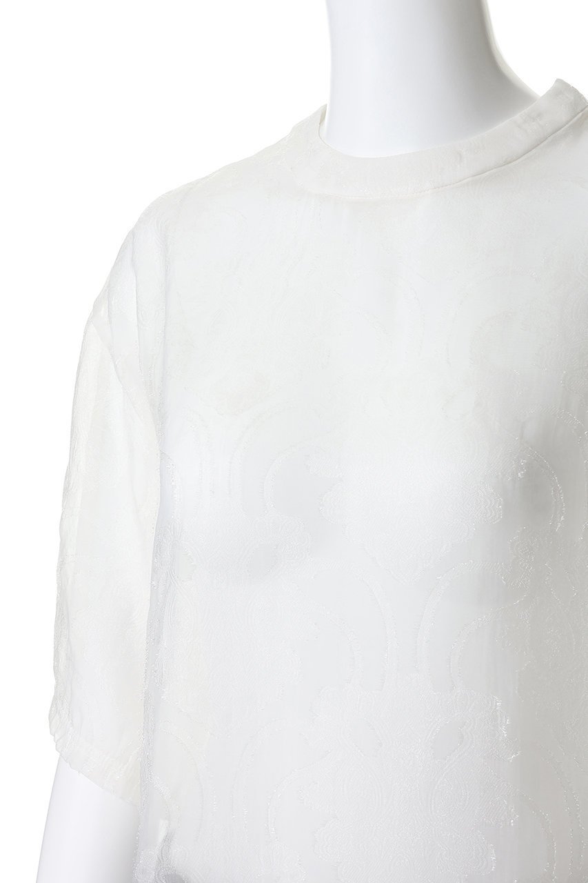【カナコ サカイ/KANAKO SAKAI】のシアー ジャカード Tシャツ 人気、トレンドファッション・服の通販 founy(ファニー) 　ファッション　Fashion　レディースファッション　Fashion for Women　トップス・カットソー　Cut & Sew Tops　シャツ・ブラウス・オフィスカジュアル　Elegant Blouses & Button-Ups　ロングTシャツ・Tシャツ　Longline T-Shirts & Tees　インナー　Innerwear　サロペット　Overalls, Salopette　シアー　Sheer, See-Through　ショート　Short, Short Length　ジャカード／ジャガード　Jacquard, Woven Pattern　スリーブ　Sleeve, Long Sleeve / Short Sleeve　ハーフ　Half, Half-Length　夏　Summer　春　Spring　S/S・春夏　SS, Spring/Summer, Warm Season　other-5|ID: prp329100004918563 ipo3291000000036892237