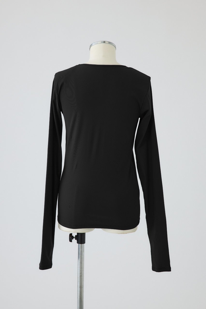 【リムアーク/RIM.ARK】のCross strap skin tops/トップス 人気、トレンドファッション・服の通販 founy(ファニー) 　ファッション　Fashion　レディースファッション　Fashion for Women　トップス・カットソー　Cut & Sew Tops　シャツ・ブラウス・オフィスカジュアル　Elegant Blouses & Button-Ups　ロングTシャツ・Tシャツ　Longline T-Shirts & Tees　カットソー・ベーシックTシャツ　Cut-and-Sewn Tops / Stretch Tees & Basics　おすすめ　Recommended / Our Picks　ストレッチ　Stretch, Stretchy Fabric　スリーブ　Sleeve, Long Sleeve / Short Sleeve　デコルテ　Décolleté, Neckline　フィット　Fit, Slim Fit　ロング　Long, Long-Length　other-4|ID: prp329100004918564 ipo3291000000036892266