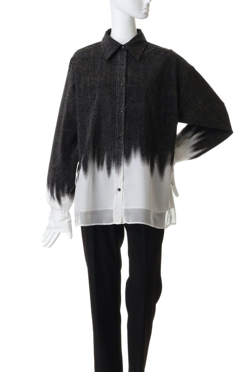 【メゾンスペシャル/MAISON SPECIAL】のFlocky Denim Shirt/フロッキーデニムシャツ 人気、トレンドファッション・服の通販 founy(ファニー) 　ファッション　Fashion　レディースファッション　Fashion for Women　トップス・カットソー　Cut & Sew Tops　シャツ・ブラウス・オフィスカジュアル　Elegant Blouses & Button-Ups　おすすめ　Recommended / Our Picks　クール　Cool, Chic　グラデーション　Gradient, Ombre　ストライプ　Stripe, Striped Pattern　スリーブ　Sleeve, Long Sleeve / Short Sleeve　セットアップ　Set-Up, Coordinated Outfit　デニム　Denim, Jeans Material　ロング　Long, Long-Length　other-2|ID: prp329100004918583 ipo3291000000036892494