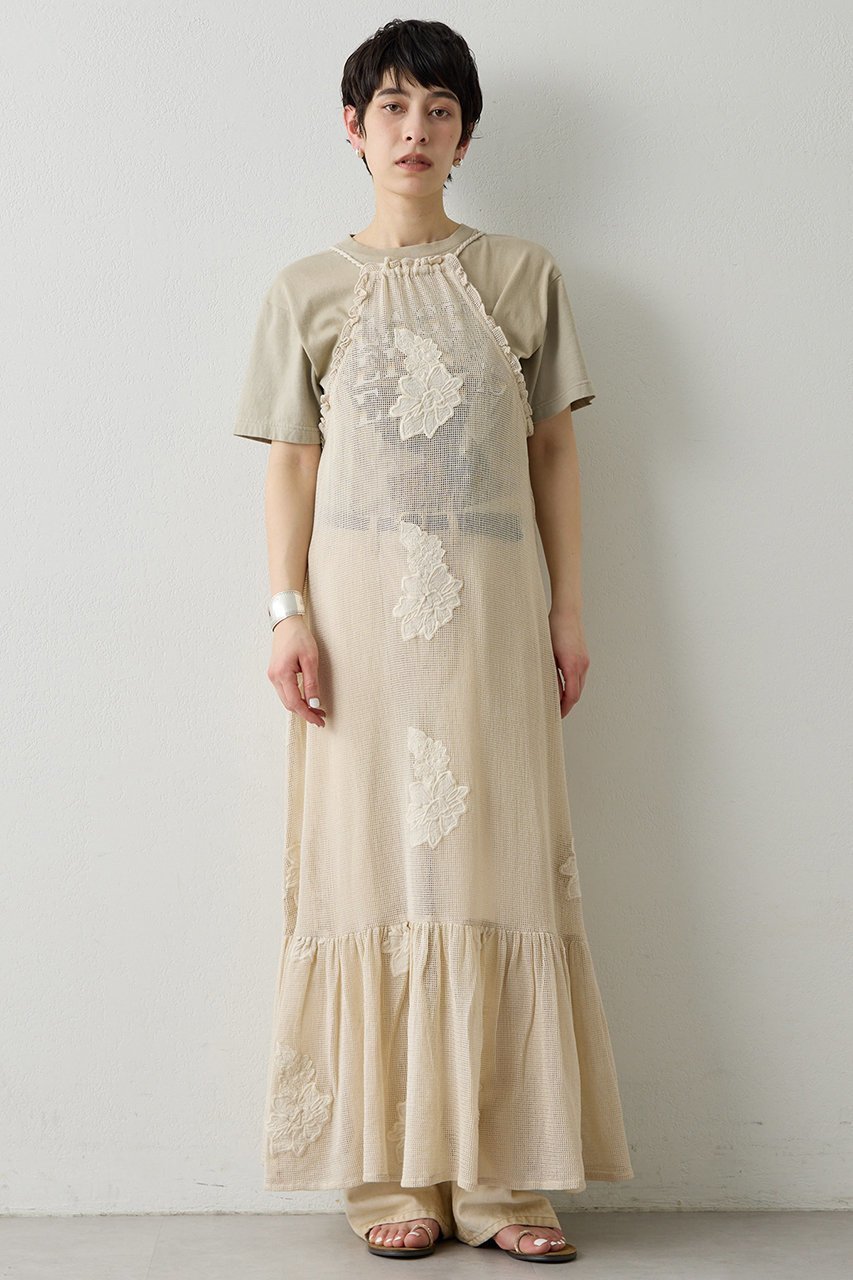 【ウィムガゼット/Whim Gazette】のメッシュレースワンピース インテリア・キッズ・メンズ・レディースファッション・服の通販 founy(ファニー) 　ファッション　Fashion　レディースファッション　Fashion for Women　ワンピース　Dresses　チュニック　Tunic Tops & Dresses　インド　Indian Textile　キャミソール　Camisole, Spaghetti Strap Top　チュニック　Tunic, Long Top　フリル　Frill, Ruffle　メッシュ　Mesh, Net Fabric　モダン　Modern, Contemporary　ロング　Long, Long-Length　エレガント 上品　Elegant　エクリュ|ID: prp329100004918600 ipo3291000000036892780