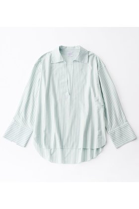 【グッド ピープル グッド ステッチング グッド プロダクト/GOOD PEOPLE GOOD STITCHING GOOD PRODUCT】のスキッパー プルオーバーシャツ 人気、トレンドファッション・服の通販 founy(ファニー) ファッション Fashion レディースファッション Fashion for Women トップス・カットソー Cut & Sew Tops シャツ・ブラウス・オフィスカジュアル Elegant Blouses & Button-Ups カジュアルプルオーバー・ニットトップス Pullovers & Knit Tops / Casual Pullovers カットソー Cut and Sewn Top スキッパー Skipper, Open Collar ストライプ Stripe, Striped Pattern スリーブ Sleeve, Long Sleeve / Short Sleeve ダブル Double, Double-Breasted ロング Long, Long-Length エレガント 上品 Elegant |ID:prp329100004918604