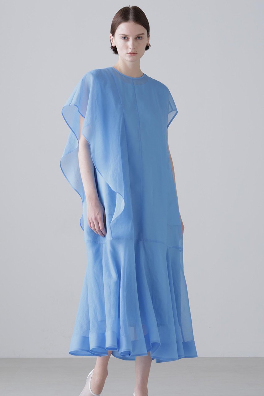 【アドーア/ADORE】のソフトオーガンジーワンピース 人気、トレンドファッション・服の通販 founy(ファニー) 　ファッション　Fashion　レディースファッション　Fashion for Women　ワンピース　Dresses　チュニック　Tunic Tops & Dresses　アシンメトリー　Asymmetrical Style　オーガンジー　Organza Fabric　シアー　Sheer, See-Through　タフタ　Taffeta, Structured Fabric　チュニック　Tunic, Long Top　ドレープ　Drape, Draping Fabric　フォーマル　Formal, Dressy　ラッフル　Ruffle, Frill　ロング　Long, Long-Length　other-2|ID: prp329100004918631 ipo3291000000036893488