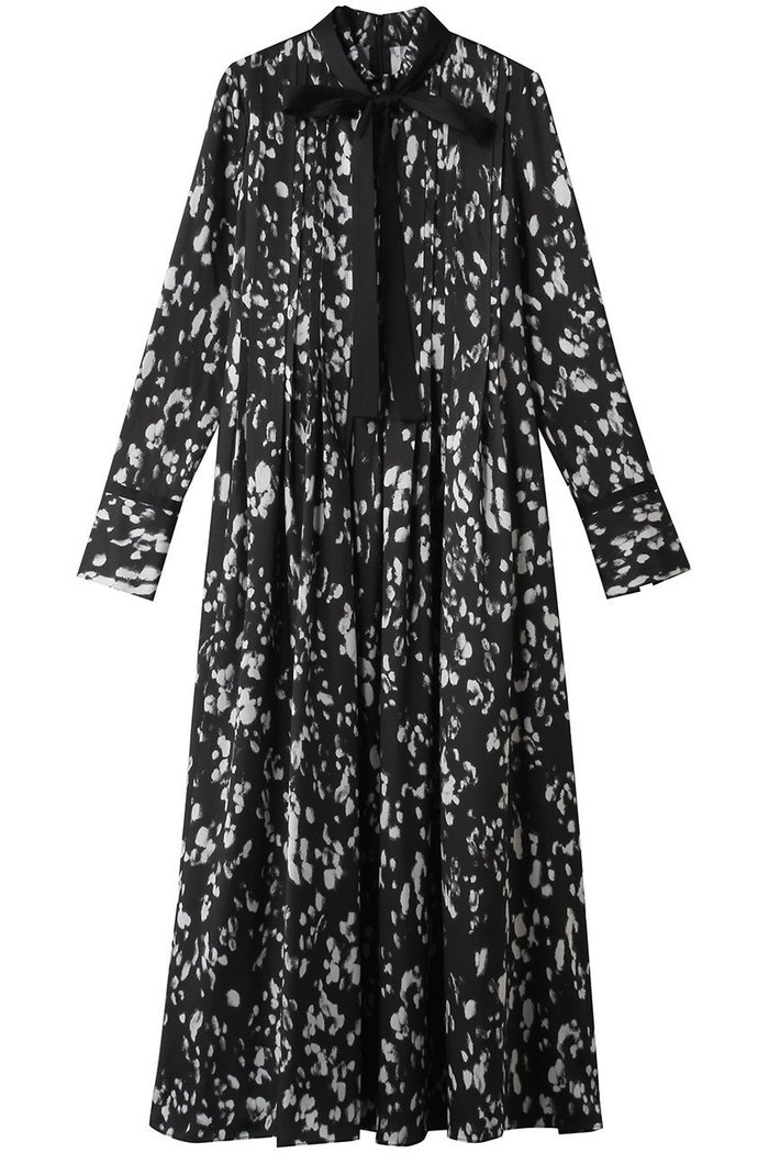 【アルアバイル/allureville】のOFFICINAプリーツフレアワンピース インテリア・キッズ・メンズ・レディースファッション・服の通販 founy(ファニー) https://founy.com/ ファッション Fashion レディースファッション Fashion for Women ワンピース Dresses チュニック Tunic Tops & Dresses クラシカル Classical, Vintage-Inspired チュニック Tunic, Long Top フィット Fit, Slim Fit フレア Flare, Flared プリント Print, Printed Pattern プリーツ Pleats, Pleated モノトーン Monotone, Black and White リボン Ribbon, Bow ロング Long, Long-Length 再入荷 Restock / Back in Stock |ID: prp329100004918640 ipo3291000000036893650