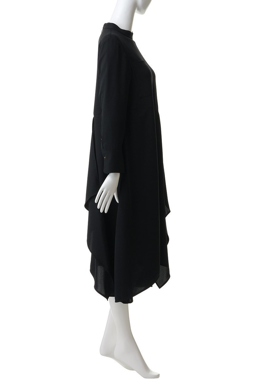 【ランバン オン ブルー/LANVIN en Bleu】のシルキーツイルドレープシャツワンピース 人気、トレンドファッション・服の通販 founy(ファニー) 　ファッション　Fashion　レディースファッション　Fashion for Women　ワンピース　Dresses　シャツワンピース / 1枚で着映えコーデ　Shirt Dresses　チュニック　Tunic Tops & Dresses　アシンメトリー　Asymmetrical Style　イレギュラーヘム　Irregular Hem　オケージョン　Occasion Wear　カフス　Cuff Design　シルク　Silk, 100% Silk　チュニック　Tunic, Long Top　ツイル　Twist, Twisted Detail　ドレープ　Drape, Draping Fabric　ラッフル　Ruffle, Frill　ロング　Long, Long-Length　エレガント 上品　Elegant　other-3|ID: prp329100004918676 ipo3291000000036894141