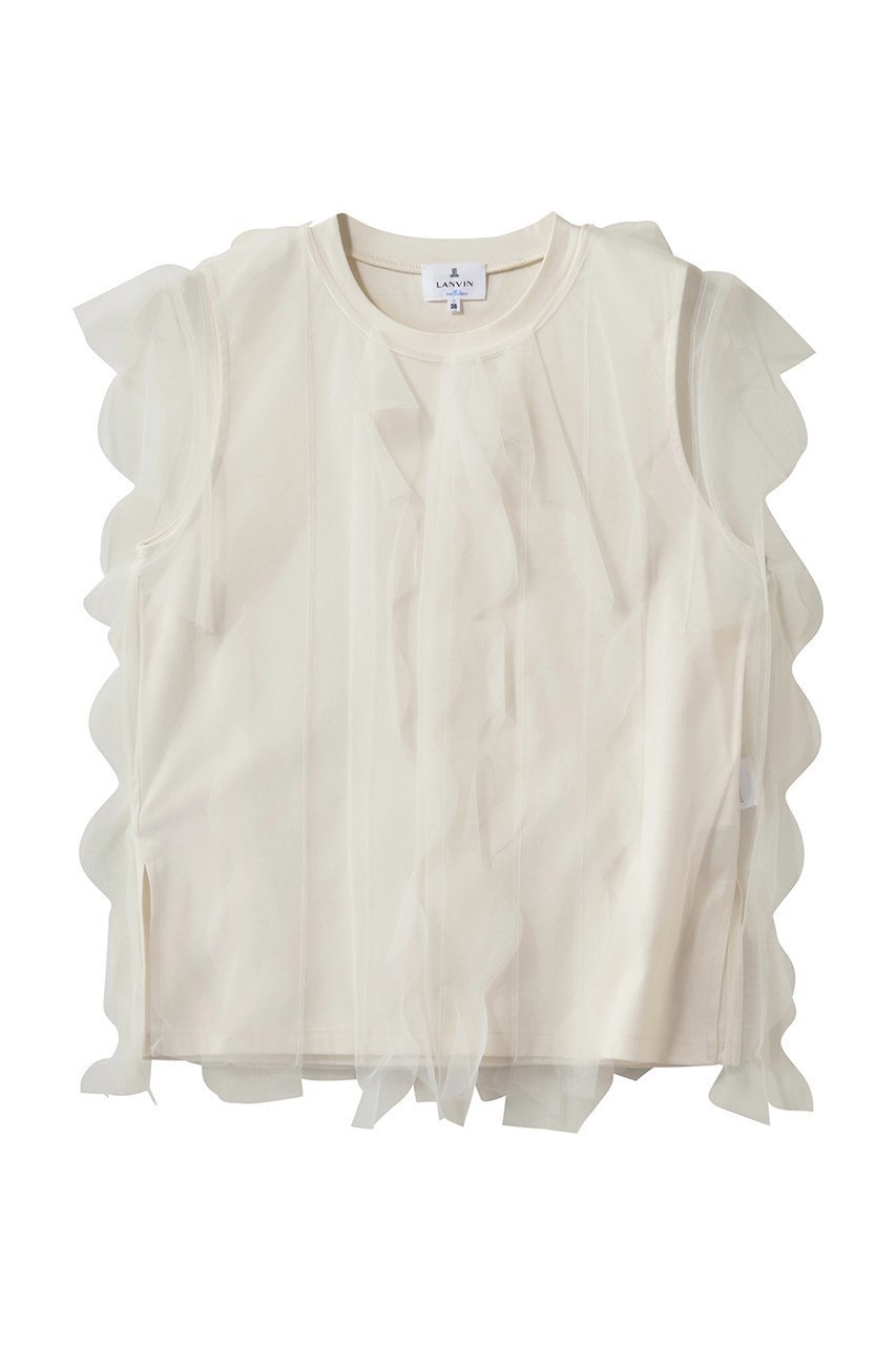 【ランバン オン ブルー/LANVIN en Bleu】のチュールレイヤードノースリーブカットソー 人気、トレンドファッション・服の通販 founy(ファニー) ファッション Fashion レディースファッション Fashion for Women トップス・カットソー Cut & Sew Tops キャミソール&ノースリーブ Camisoles & Sleeveless Tops シャツ・ブラウス・オフィスカジュアル Elegant Blouses & Button-Ups ロングTシャツ・Tシャツ Longline T-Shirts & Tees カットソー・ベーシックTシャツ Cut-and-Sewn Tops / Stretch Tees & Basics キャミソール Camisole, Spaghetti Strap Top タンク Tank Top, Sleeveless Top チュール Tulip, Tulip Motif フリル Frill, Ruffle other-1|ID: prp329100004918678 ipo3291000000036894148