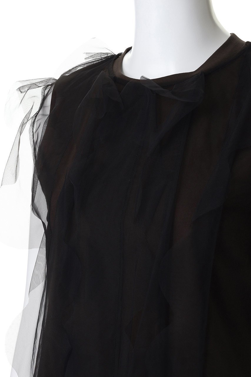 【ランバン オン ブルー/LANVIN en Bleu】のチュールレイヤードノースリーブカットソー 人気、トレンドファッション・服の通販 founy(ファニー) ファッション Fashion レディースファッション Fashion for Women トップス・カットソー Cut & Sew Tops キャミソール&ノースリーブ Camisoles & Sleeveless Tops シャツ・ブラウス・オフィスカジュアル Elegant Blouses & Button-Ups ロングTシャツ・Tシャツ Longline T-Shirts & Tees カットソー・ベーシックTシャツ Cut-and-Sewn Tops / Stretch Tees & Basics キャミソール Camisole, Spaghetti Strap Top タンク Tank Top, Sleeveless Top チュール Tulip, Tulip Motif フリル Frill, Ruffle other-5|ID: prp329100004918678 ipo3291000000036894154