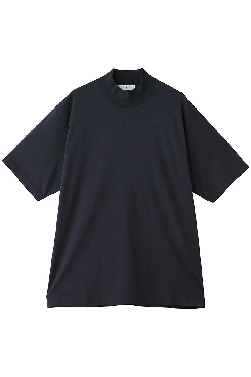 【イレーヴ/YLEVE】の【UNISEX】【Y】ORGANIC COTTON JERSEY モック ネック ショートスリーブ Tシャツ インテリア・キッズ・メンズ・レディースファッション・服の通販 founy(ファニー) 　ファッション　Fashion　レディースファッション　Fashion for Women　トップス・カットソー　Cut & Sew Tops　シャツ・ブラウス・オフィスカジュアル　Elegant Blouses & Button-Ups　ロングTシャツ・Tシャツ　Longline T-Shirts & Tees　カットソー・ベーシックTシャツ　Cut-and-Sewn Tops / Stretch Tees & Basics　ユニセックス　Unisex, Genderless　ショート　Short, Short Length　スリーブ　Sleeve, Long Sleeve / Short Sleeve　モックネック　Mock Neck, Short Turtleneck　エレガント 上品　Elegant　ネイビー|ID: prp329100004918685 ipo3291000000036894253