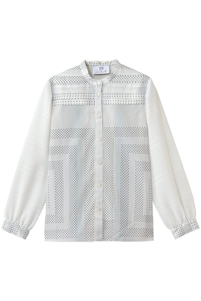 【その他のブランド/Other】のオリジナルプリント スタンドカラーブラウス インテリア・キッズ・メンズ・レディースファッション・服の通販 founy(ファニー) https://founy.com/ ファッション Fashion レディースファッション Fashion for Women トップス・カットソー Cut & Sew Tops シャツ・ブラウス・オフィスカジュアル Elegant Blouses & Button-Ups おすすめ Recommended / Our Picks グラデーション Gradient, Ombre スタンド Stand Collar, Upright Stand ストライプ Stripe, Striped Pattern ストレート Straight, Straight Cut スリーブ Sleeve, Long Sleeve / Short Sleeve セットアップ Set-Up, Coordinated Outfit デニム Denim, Jeans Material ドット Polka Dot, Dot Pattern プリント Print, Printed Pattern モチーフ Motif, Design Theme ロング Long, Long-Length エレガント 上品 Elegant 夏 Summer |ID: prp329100004918725 ipo3291000000036894884