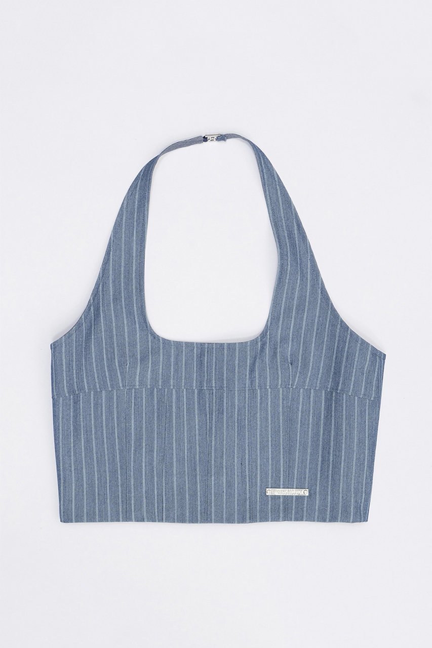 【プランク プロジェクト/PRANK PROJECT】のフラワーチョーカーストライプホルタートップス / Flower Choker Striped Halter Top 人気、トレンドファッション・服の通販 founy(ファニー) ファッション Fashion レディースファッション Fashion for Women トップス・カットソー Cut & Sew Tops キャミソール&ノースリーブ Camisoles & Sleeveless Tops シャツ・ブラウス・オフィスカジュアル Elegant Blouses & Button-Ups スクエア Square, Square Shape ストライプ Stripe, Striped Pattern ストレート Straight, Straight Cut セットアップ Set-Up, Coordinated Outfit デニム Denim, Jeans Material ノースリーブ Sleeveless, No-Sleeve 夏 Summer other-2|ID: prp329100004918757 ipo3291000000036895822