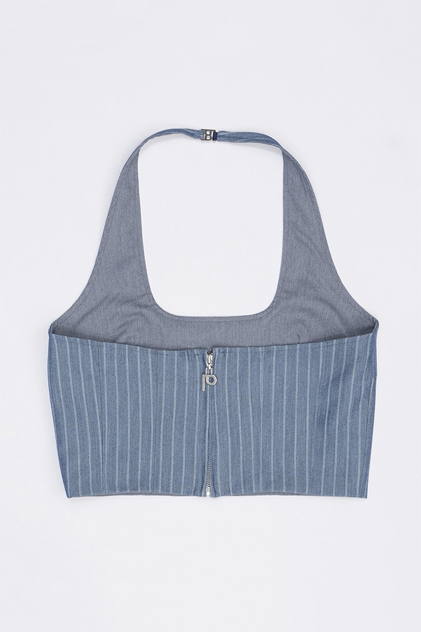 【プランク プロジェクト/PRANK PROJECT】のフラワーチョーカーストライプホルタートップス / Flower Choker Striped Halter Top 人気、トレンドファッション・服の通販 founy(ファニー) ファッション Fashion レディースファッション Fashion for Women トップス・カットソー Cut & Sew Tops キャミソール&ノースリーブ Camisoles & Sleeveless Tops シャツ・ブラウス・オフィスカジュアル Elegant Blouses & Button-Ups スクエア Square, Square Shape ストライプ Stripe, Striped Pattern ストレート Straight, Straight Cut セットアップ Set-Up, Coordinated Outfit デニム Denim, Jeans Material ノースリーブ Sleeveless, No-Sleeve 夏 Summer other-4|ID: prp329100004918757 ipo3291000000036895824