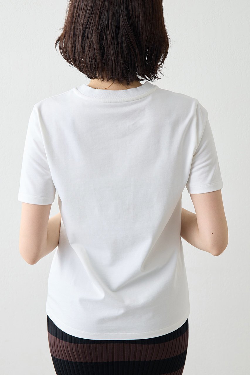 【ウィムガゼット/Whim Gazette】のスビンコットンTシャツ 人気、トレンドファッション・服の通販 founy(ファニー) ファッション Fashion レディースファッション Fashion for Women トップス・カットソー Cut & Sew Tops シャツ・ブラウス・オフィスカジュアル Elegant Blouses & Button-Ups ロングTシャツ・Tシャツ Longline T-Shirts & Tees カットソー・ベーシックTシャツ Cut-and-Sewn Tops / Stretch Tees & Basics インナー Innerwear コンパクト Compact, Small Size ショート Short, Short Length シンプル Simple, Minimal ジャケット Jacket, Outerwear スリーブ Sleeve, Long Sleeve / Short Sleeve エレガント 上品 Elegant 半袖 Short Sleeve, Half Sleeve other-3|ID: prp329100004918758 ipo3291000000036895890