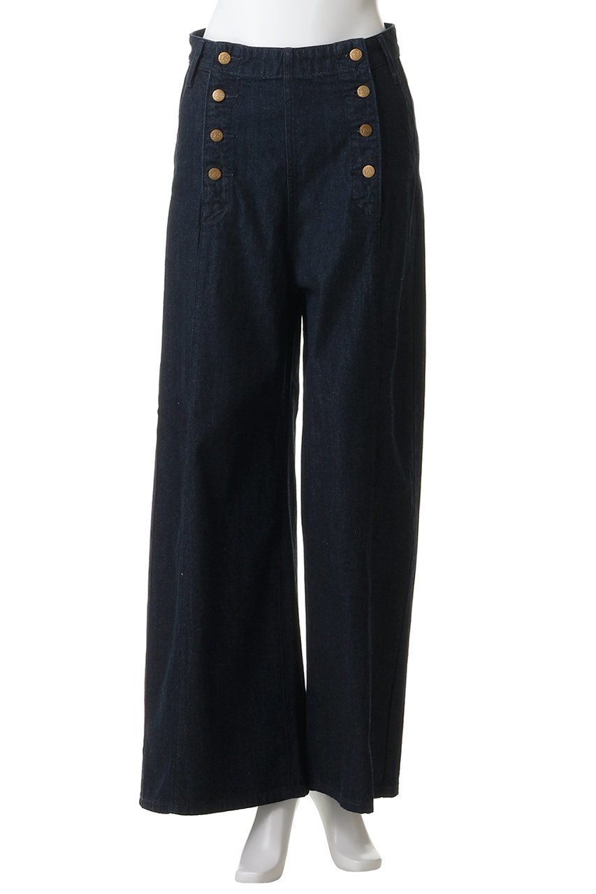 【ランバン オン ブルー/LANVIN en Bleu】のLee×LANVIN en Bleuデニムマリンパンツ 人気、トレンドファッション・服の通販 founy(ファニー) 　ファッション　Fashion　レディースファッション　Fashion for Women　パンツ　Pants & Trousers　アンティーク　Antique-Inspired　デニム　Denim, Jeans Material　ファブリック　Fabric, Textile　フロント　Front, Front Design　ブリーチ　Bleach, Washed Finish　ワイド　Wide, Wide Fit　ワーク　Workwear, Utility Style　エレガント 上品　Elegant　other-2|ID: prp329100004918800 ipo3291000000036896908