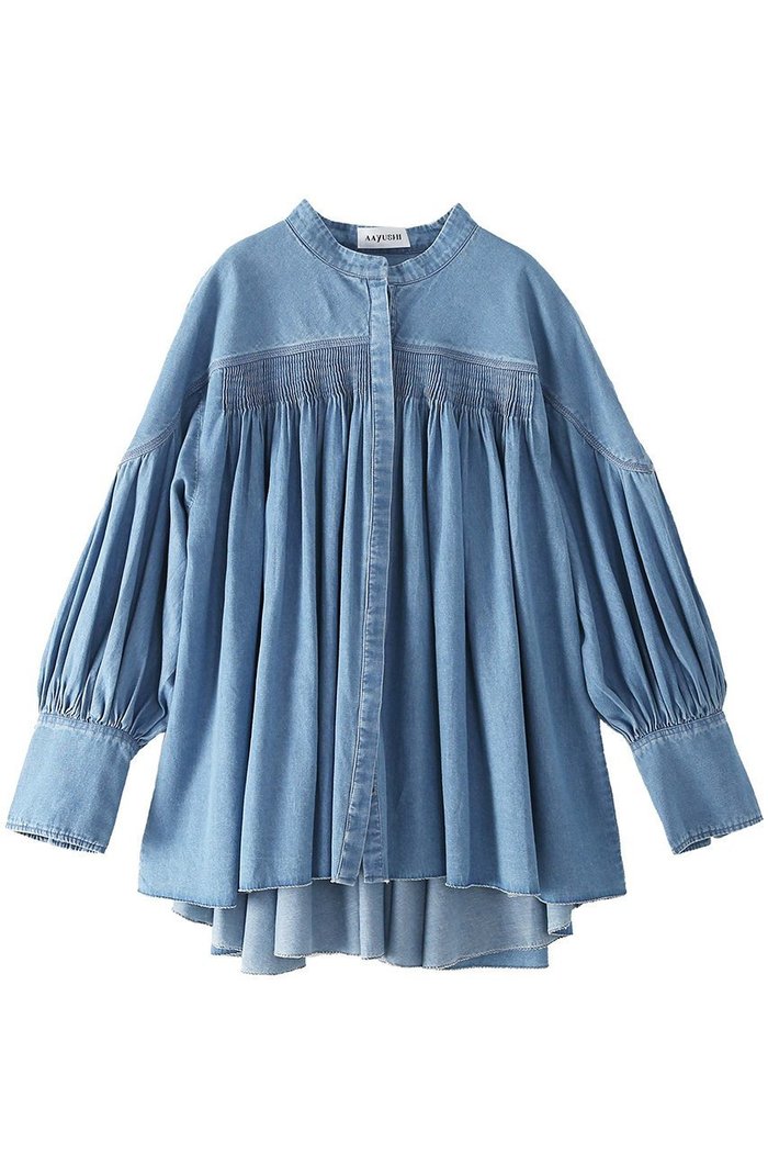 【アユーシ/AAYUSHI】のデニムピンタックブラウス インテリア・キッズ・メンズ・レディースファッション・服の通販 founy(ファウニー) https://founy.com/ ファッション Fashion レディースファッション Fashion for Women トップス・カットソー Cut & Sew Tops シャツ・ブラウス・オフィスカジュアル Elegant Blouses & Button-Ups インド Indian Textile エレガント 上品 Elegant クラシック Classic, Timeless Style スリーブ Sleeve, Long Sleeve / Short Sleeve デニム Denim, Jeans Material ドレープ Drape, Draping Fabric バランス Balance, Style Balance フレア Flare, Flared モダン Modern, Contemporary ヨーク Yoke, Yoke Design ロング Long, Long-Length |ID: prp329100004918814 ipo3291000000037239785