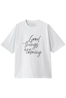 【プルミエ アロンディスモン/1er Arrondissement】のUSコットンロゴプリントTシャツ 人気、トレンドファッション・服の通販 founy(ファニー) ファッション Fashion レディースファッション Fashion for Women トップス・カットソー Cut & Sew Tops シャツ・ブラウス・オフィスカジュアル Elegant Blouses & Button-Ups ロングTシャツ・Tシャツ Longline T-Shirts & Tees カットソー・ベーシックTシャツ Cut-and-Sewn Tops / Stretch Tees & Basics ショート Short, Short Length スリーブ Sleeve, Long Sleeve / Short Sleeve プリント Print, Printed Pattern ベーシック Basic, Essential エレガント 上品 Elegant |ID:prp329100004918817