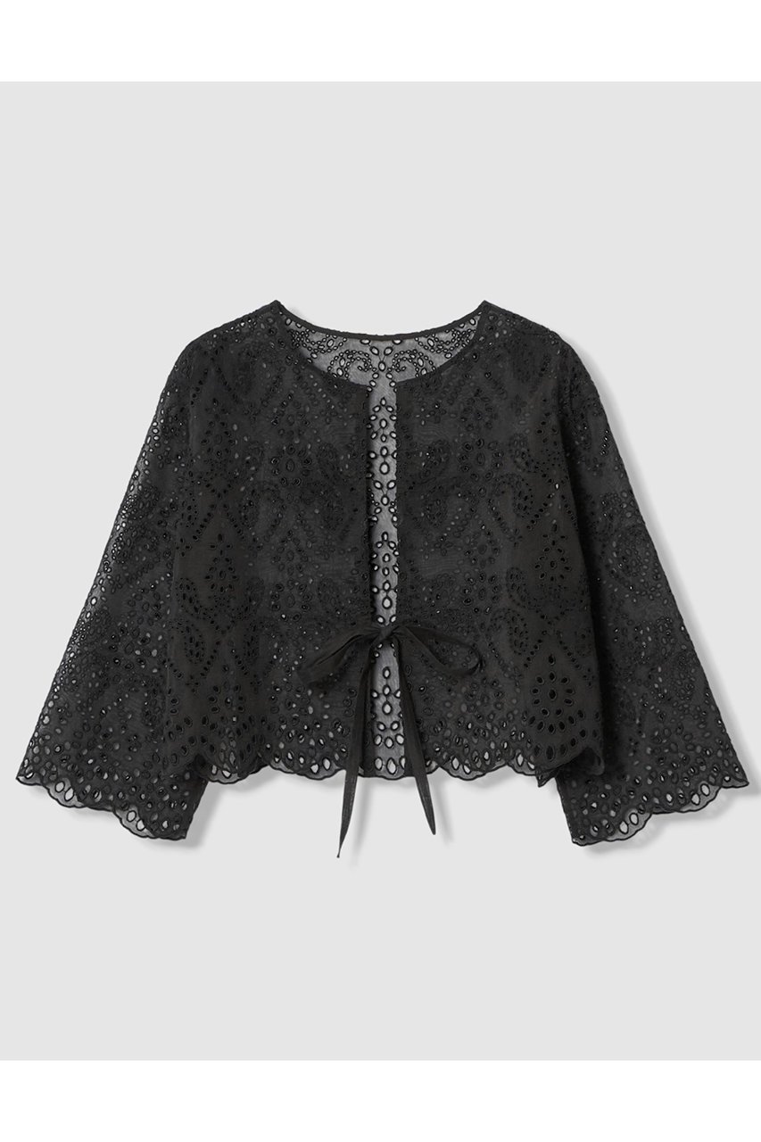 【アナイ/ANAYI】の【セットアップ対応商品】エンブロイダリーボレロ ブラウス インテリア・キッズ・メンズ・レディースファッション・服の通販 founy(ファニー) 　ファッション　Fashion　レディースファッション　Fashion for Women　アウター　Coat / Outerwear Collection　ボレロ・ショート丈ジャケット / ドレス羽織りに　Boleros & Short Jackets　トップス・カットソー　Cut & Sew Tops　シャツ・ブラウス・オフィスカジュアル　Elegant Blouses & Button-Ups　おすすめ　Recommended / Our Picks　インナー　Innerwear　エンブロイダリー　Embroidery Design　キャミソール　Camisole, Spaghetti Strap Top　シアー　Sheer, See-Through　シルク　Silk, 100% Silk　スリーブ　Sleeve, Long Sleeve / Short Sleeve　セットアップ　Set-Up, Coordinated Outfit　フロント　Front, Front Design　ボレロ　Bolero, Short Cardigan　リボン　Ribbon, Bow　ロング　Long, Long-Length　新作・新入荷　New Arrivals / New In　無地　Plain, Solid Color　ブラック|ID: prp329100004918818 ipo3291000000036897487