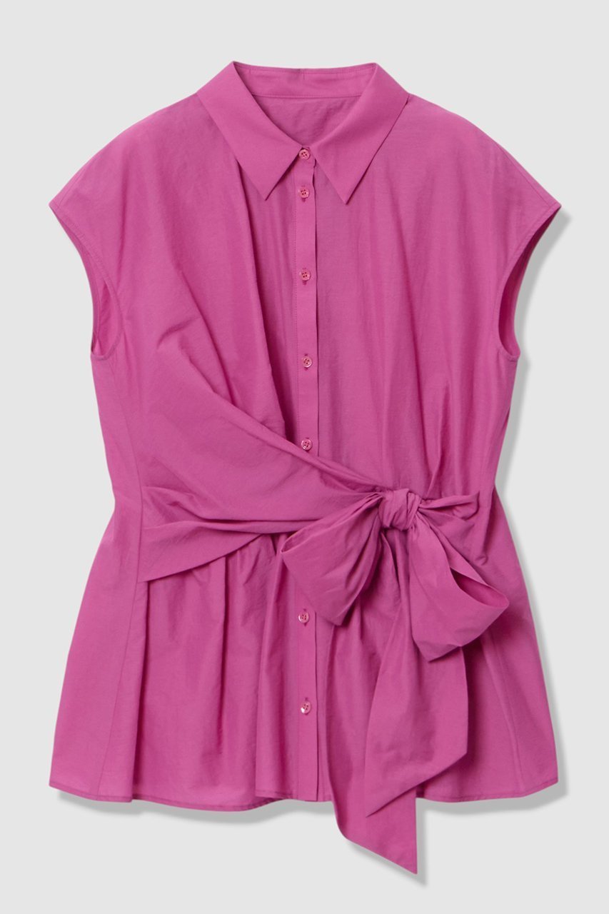 【アナイ/ANAYI】の【セットアップ対応商品】ナイロンコットンタフタカシュクールシャツ インテリア・キッズ・メンズ・レディースファッション・服の通販 founy(ファニー) 　ファッション　Fashion　レディースファッション　Fashion for Women　トップス・カットソー　Cut & Sew Tops　シャツ・ブラウス・オフィスカジュアル　Elegant Blouses & Button-Ups　おすすめ　Recommended / Our Picks　カシュクール　Wrap Design　シェイプ　Shape, Slim Fit　ショート　Short, Short Length　スリーブ　Sleeve, Long Sleeve / Short Sleeve　セットアップ　Set-Up, Coordinated Outfit　タフタ　Taffeta, Structured Fabric　チュニック　Tunic, Long Top　ノースリーブ　Sleeveless, No-Sleeve　フロント　Front, Front Design　ペプラム　Peplum, Flared Hem　再入荷　Restock / Back in Stock　夏　Summer　ピンク|ID: prp329100004918819 ipo3291000000036897497