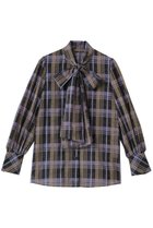 【アルアバイル/allureville】のシアーチェックボウブラウス 人気、トレンドファッション・服の通販 founy(ファニー) ファッション Fashion レディースファッション Fashion for Women トップス・カットソー Cut & Sew Tops シャツ・ブラウス・オフィスカジュアル Elegant Blouses & Button-Ups シアー Sheer, See-Through スリーブ Sleeve, Long Sleeve / Short Sleeve チェック Check, Plaid, Tartan デニム Denim, Jeans Material ロング Long, Long-Length エレガント 上品 Elegant thumbnail ライトパープル|ID: prp329100004918821 ipo3291000000036897524