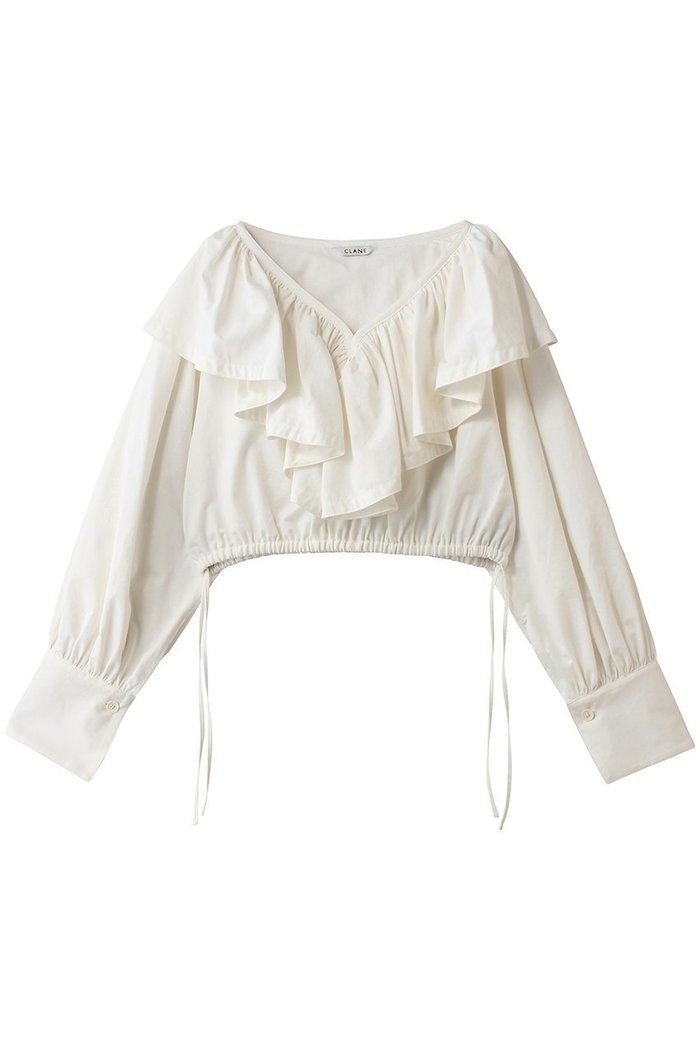 【クラネ/CLANE】のFRILL COLLAR SHORT BLOUSE シャツ/ブラウス インテリア・キッズ・メンズ・レディースファッション・服の通販 founy(ファウニー) https://founy.com/ ファッション Fashion レディースファッション Fashion for Women トップス・カットソー Cut & Sew Tops シャツ・ブラウス・オフィスカジュアル Elegant Blouses & Button-Ups カフス Cuff Design クロップド Cropped, Short Length スリーブ Sleeve, Long Sleeve / Short Sleeve フリル Frill, Ruffle リネン Linen, Linen Fabric ロング Long, Long-Length |ID: prp329100004918828 ipo3291000000036897709