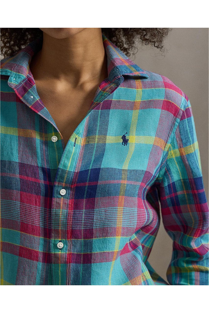 【ラルフローレン/RALPH LAUREN】の【POLO RALPH LAUREN】クラシック フィット チェック リネン シャツ 人気、トレンドファッション・服の通販 founy(ファニー) 　ファッション　Fashion　レディースファッション　Fashion for Women　トップス・カットソー　Cut & Sew Tops　シャツ・ブラウス・オフィスカジュアル　Elegant Blouses & Button-Ups　クラシカル　Classical, Vintage-Inspired　クラシック　Classic, Timeless Style　ストレート　Straight, Straight Cut　スリーブ　Sleeve, Long Sleeve / Short Sleeve　チェック　Check, Plaid, Tartan　バランス　Balance, Style Balance　フィット　Fit, Slim Fit　ラウンド　Round, Round Neck　リネン　Linen, Linen Fabric　ロング　Long, Long-Length　夏　Summer　定番　Standard, Basic Item　other-3|ID: prp329100004918830 ipo3291000000036897774
