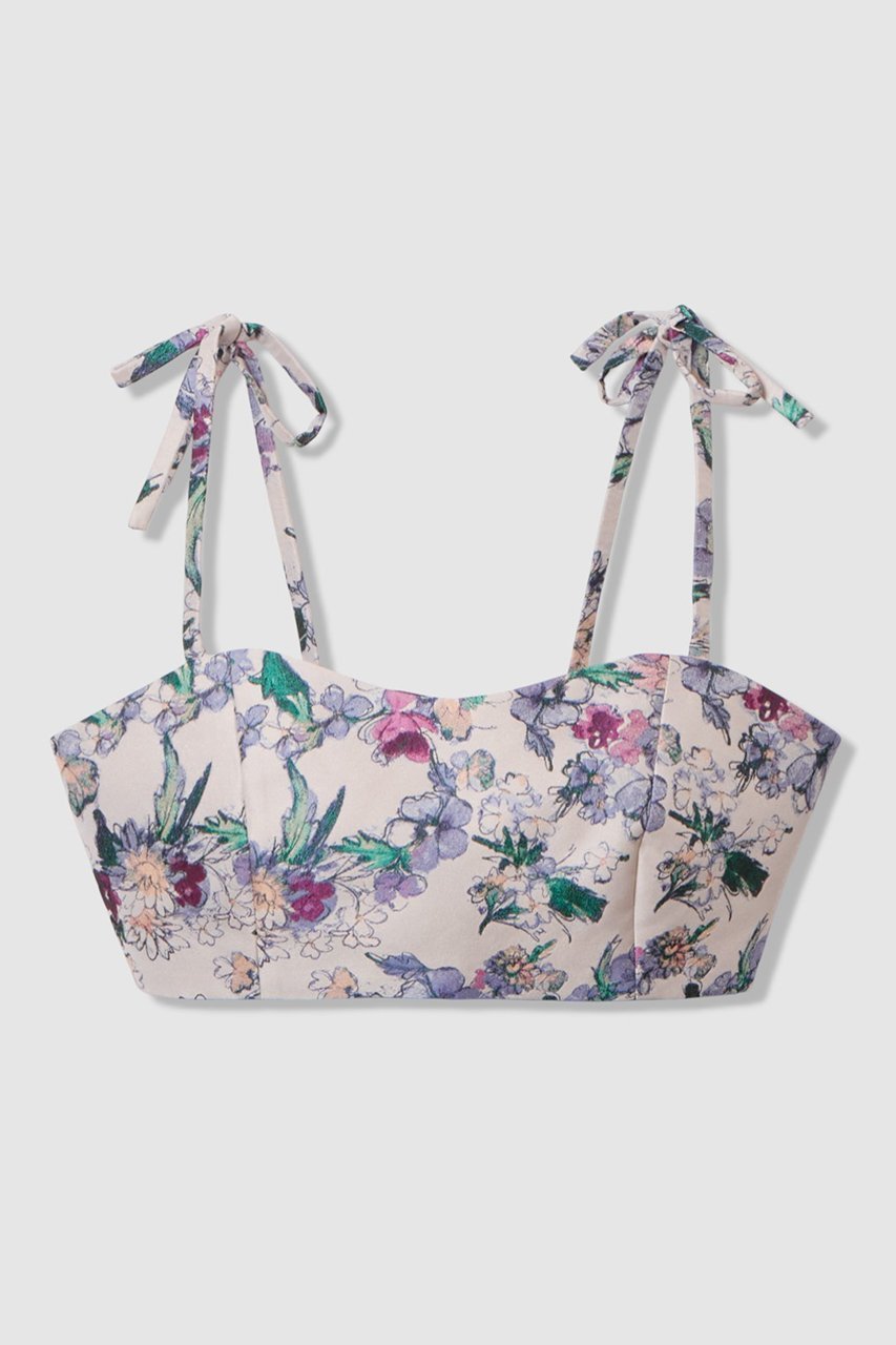 【アルアバイル/allureville】の【LOULOU WILLOUGHBY】LIMONTAフラワーJQビスチェ インテリア・キッズ・メンズ・レディースファッション・服の通販 founy(ファニー) 　ファッション　Fashion　レディースファッション　Fashion for Women　トップス・カットソー　Cut & Sew Tops　キャミソール&ノースリーブ　Camisoles & Sleeveless Tops　シャツ・ブラウス・オフィスカジュアル　Elegant Blouses & Button-Ups　ビスチェ　Bustiers & Corset Tops / Layered Bustier Style　イタリア　Italy　インナー　Innerwear　シアー　Sheer, See-Through　ジャカード／ジャガード　Jacquard, Woven Pattern　ノースリーブ　Sleeveless, No-Sleeve　ビスチェ　Bustier, Corset Top　ファブリック　Fabric, Textile　フラワー　Flower, Floral　リボン　Ribbon, Bow　エレガント 上品　Elegant　冬　Winter / This Winter　ラベンダー|ID: prp329100004918848 ipo3291000000036897926