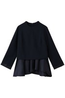 【ランバン オン ブルー/LANVIN en Bleu】のトリアセテートコンビブラウス 人気、トレンドファッション・服の通販 founy(ファニー) ファッション Fashion レディースファッション Fashion for Women トップス・カットソー Cut & Sew Tops シャツ・ブラウス・オフィスカジュアル Elegant Blouses & Button-Ups コンビ Combo, Combination Style スリーブ Sleeve, Long Sleeve / Short Sleeve ロング Long, Long-Length |ID:prp329100004918854