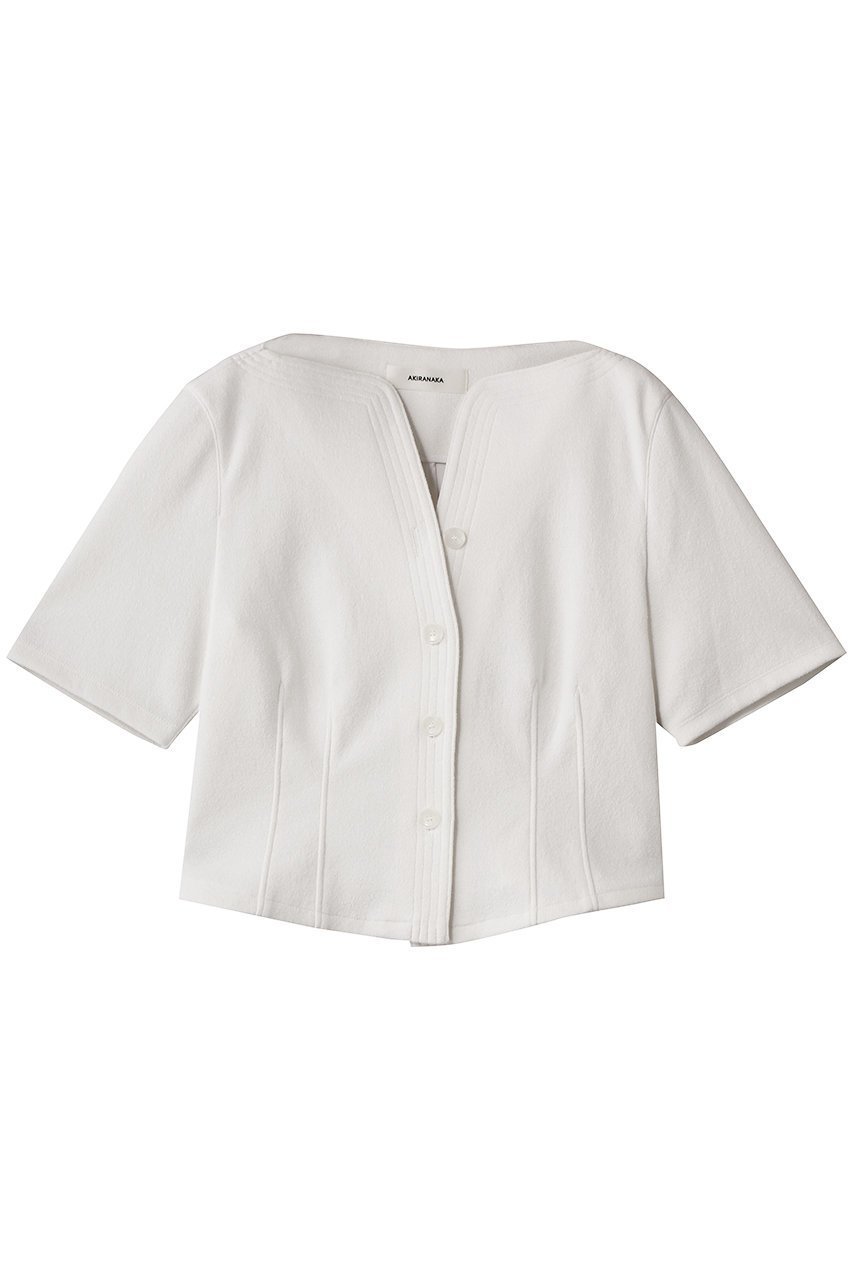 【アキラナカ/AKIRANAKA】のSesilia ジャージー ショートスリーブシャツ インテリア・キッズ・メンズ・レディースファッション・服の通販 founy(ファニー) 　ファッション　Fashion　レディースファッション　Fashion for Women　トップス・カットソー　Cut & Sew Tops　シャツ・ブラウス・オフィスカジュアル　Elegant Blouses & Button-Ups　ショート　Short, Short Length　スリーブ　Sleeve, Long Sleeve / Short Sleeve　デコルテ　Décolleté, Neckline　バランス　Balance, Style Balance　フォルム　Silhouette, Form　モダン　Modern, Contemporary　ラグジュアリー　Luxury, Elegant　レース　Lace, Lace Fabric　ホワイト|ID: prp329100004918855 ipo3291000000036897985