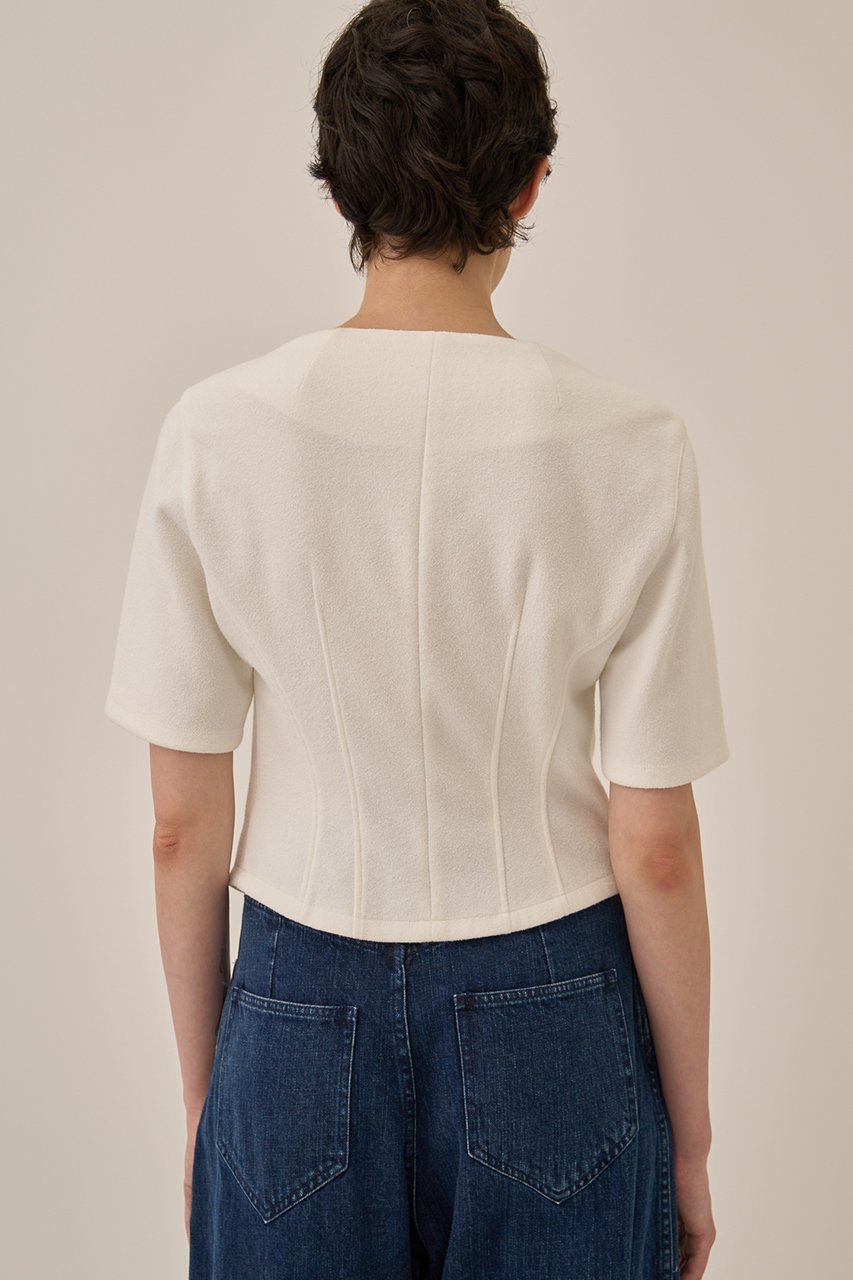 【アキラナカ/AKIRANAKA】のSesilia ジャージー ショートスリーブシャツ 人気、トレンドファッション・服の通販 founy(ファニー) 　ファッション　Fashion　レディースファッション　Fashion for Women　トップス・カットソー　Cut & Sew Tops　シャツ・ブラウス・オフィスカジュアル　Elegant Blouses & Button-Ups　ショート　Short, Short Length　スリーブ　Sleeve, Long Sleeve / Short Sleeve　デコルテ　Décolleté, Neckline　バランス　Balance, Style Balance　フォルム　Silhouette, Form　モダン　Modern, Contemporary　ラグジュアリー　Luxury, Elegant　レース　Lace, Lace Fabric　other-8|ID: prp329100004918855 ipo3291000000036897992