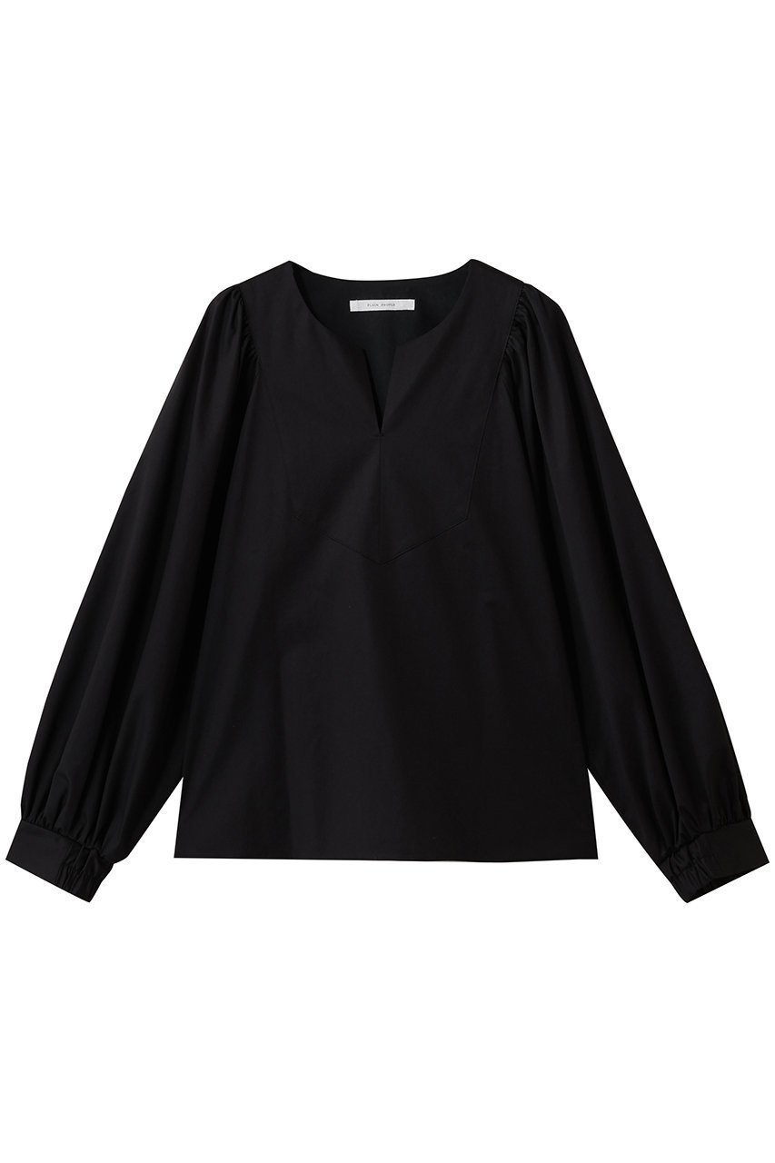 【プレインピープル/PLAIN PEOPLE】のコットンスキッパーブラウス インテリア・キッズ・メンズ・レディースファッション・服の通販 founy(ファニー) 　ファッション　Fashion　レディースファッション　Fashion for Women　トップス・カットソー　Cut & Sew Tops　シャツ・ブラウス・オフィスカジュアル　Elegant Blouses & Button-Ups　ギャザー　Gathered, Ruffled　スリーブ　Sleeve, Long Sleeve / Short Sleeve　ハイネック　High Neck, Mock Neck　フェミニン　Feminine, Girly　フレア　Flare, Flared　ロング　Long, Long-Length　ブラック|ID: prp329100004918860 ipo3291000000036898029