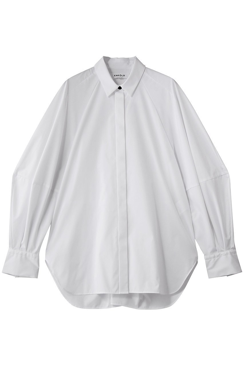 【エンフォルド/ENFOLD】のCIRCLE DORAPE SHIRT インテリア・キッズ・メンズ・レディースファッション・服の通販 founy(ファニー) 　ファッション　Fashion　レディースファッション　Fashion for Women　トップス・カットソー　Cut & Sew Tops　シャツ・ブラウス・オフィスカジュアル　Elegant Blouses & Button-Ups　スリーブ　Sleeve, Long Sleeve / Short Sleeve　バランス　Balance, Style Balance　フォルム　Silhouette, Form　フレア　Flare, Flared　ベスト　Vest, Waistcoat　ロング　Long, Long-Length　ホワイト|ID: prp329100004918862 ipo3291000000036898043