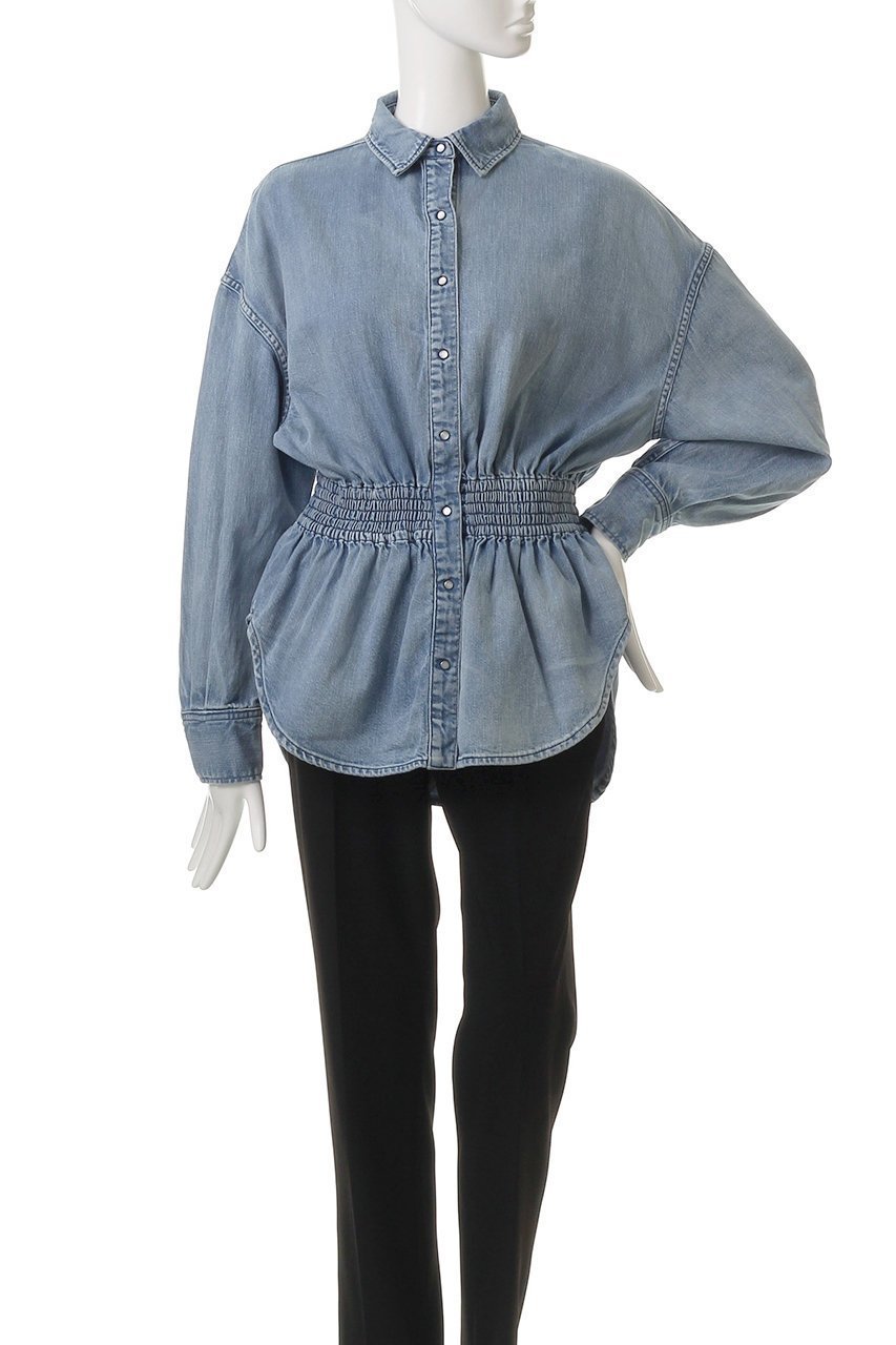 【サードマガジン/THIRD MAGAZINE】のウエストシャーリングデニムシャツ 人気、トレンドファッション・服の通販 founy(ファニー) 　ファッション　Fashion　レディースファッション　Fashion for Women　トップス・カットソー　Cut & Sew Tops　シャツ・ブラウス・オフィスカジュアル　Elegant Blouses & Button-Ups　おすすめ　Recommended / Our Picks　シャーリング　Shirring, Ruched　スニーカー　Sneakers, Trainers　スリーブ　Sleeve, Long Sleeve / Short Sleeve　デニム　Denim, Jeans Material　ボトム　Bottoms, Lower Wear　マキシ　Maxi, Full Length　ロング　Long, Long-Length　other-2|ID: prp329100004918864 ipo3291000000036898063