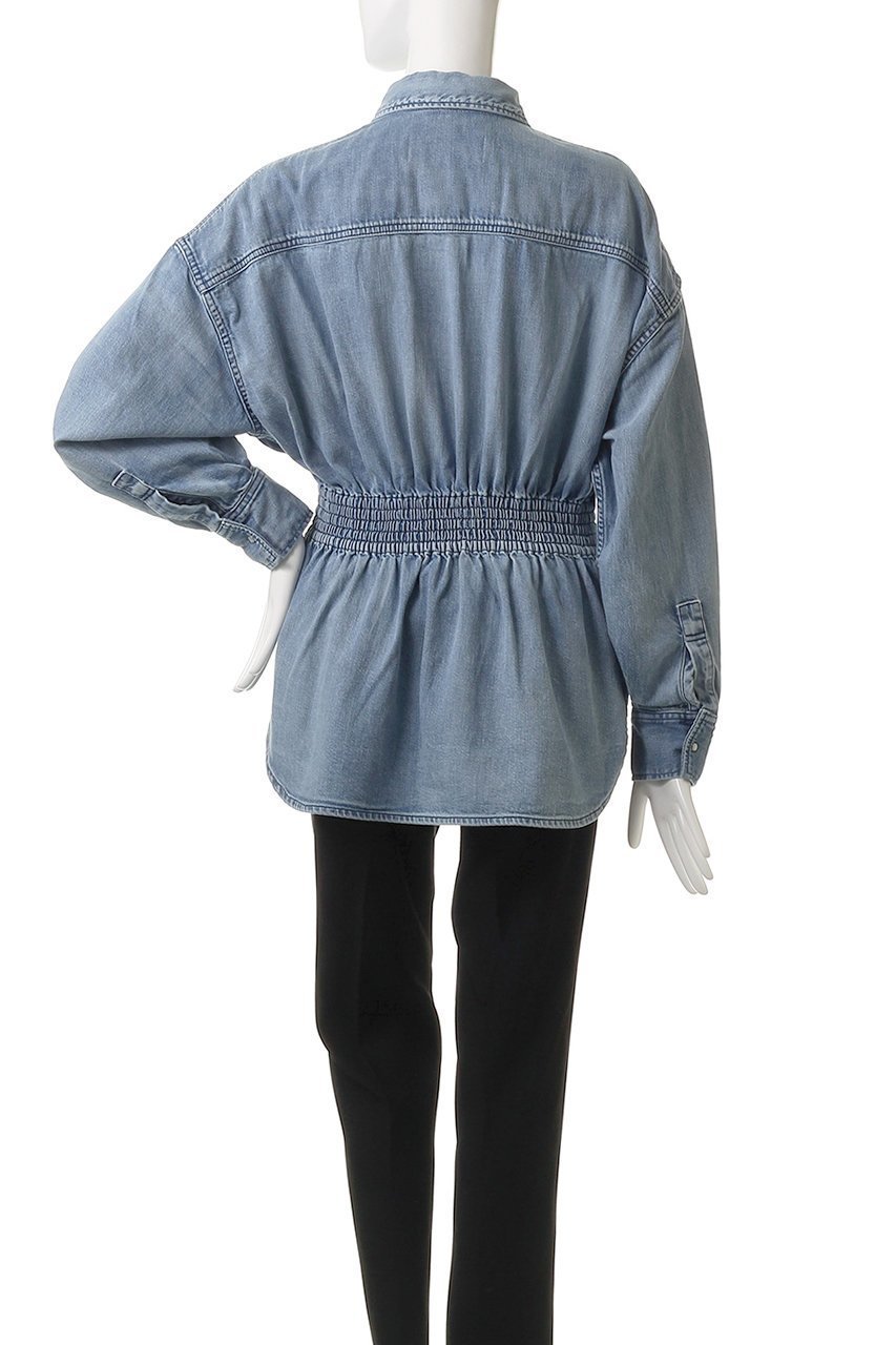 【サードマガジン/THIRD MAGAZINE】のウエストシャーリングデニムシャツ 人気、トレンドファッション・服の通販 founy(ファニー) 　ファッション　Fashion　レディースファッション　Fashion for Women　トップス・カットソー　Cut & Sew Tops　シャツ・ブラウス・オフィスカジュアル　Elegant Blouses & Button-Ups　おすすめ　Recommended / Our Picks　シャーリング　Shirring, Ruched　スニーカー　Sneakers, Trainers　スリーブ　Sleeve, Long Sleeve / Short Sleeve　デニム　Denim, Jeans Material　ボトム　Bottoms, Lower Wear　マキシ　Maxi, Full Length　ロング　Long, Long-Length　other-4|ID: prp329100004918864 ipo3291000000036898065