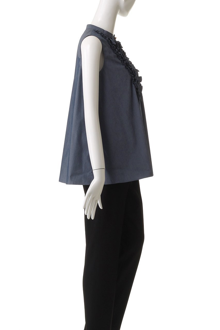 【アナイ/ANAYI】のタイプライターノースリフリル ブラウス 人気、トレンドファッション・服の通販 founy(ファニー) 　ファッション　Fashion　レディースファッション　Fashion for Women　トップス・カットソー　Cut & Sew Tops　キャミソール&ノースリーブ　Camisoles & Sleeveless Tops　シャツ・ブラウス・オフィスカジュアル　Elegant Blouses & Button-Ups　おすすめ　Recommended / Our Picks　ストライプ　Stripe, Striped Pattern　タイプライター　Typewriter Fabric, Crisp Cotton　ノースリーブ　Sleeveless, No-Sleeve　フリル　Frill, Ruffle　フレア　Flare, Flared　フロント　Front, Front Design　ボトム　Bottoms, Lower Wear　無地　Plain, Solid Color　other-3|ID: prp329100004918867 ipo3291000000036898088