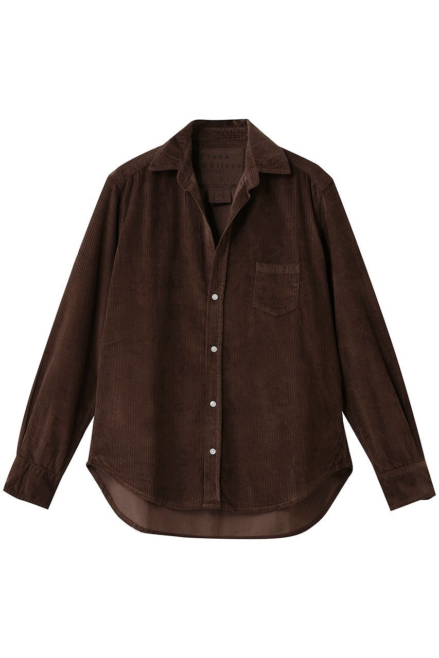 【フランク&アイリーン/Frank&Eileen】のEILEEN イタリアンコーデュロイ シャツ インテリア・キッズ・メンズ・レディースファッション・服の通販 founy(ファニー) 　ファッション　Fashion　レディースファッション　Fashion for Women　トップス・カットソー　Cut & Sew Tops　シャツ・ブラウス・オフィスカジュアル　Elegant Blouses & Button-Ups　エレガント 上品　Elegant　コーデュロイ　Corduroy, Cord Fabric　スリーブ　Sleeve, Long Sleeve / Short Sleeve　ポケット　Pocket, Pocket Detail　ロング　Long, Long-Length　ブラウン|ID: prp329100004918877 ipo3291000000036898195