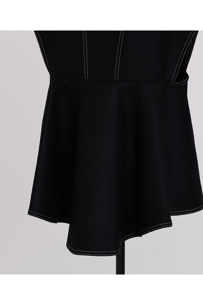 【ヒューエルミュージアム/hueLe Museum】の【STUMBLY】Back Peplum Gilet BL 人気、トレンドファッション・服の通販 founy(ファニー) 　ファッション　Fashion　レディースファッション　Fashion for Women　アウター　Coat / Outerwear Collection　トップス・カットソー　Cut & Sew Tops　キャミソール&ノースリーブ　Camisoles & Sleeveless Tops　シャツ・ブラウス・オフィスカジュアル　Elegant Blouses & Button-Ups　ベスト&ジレ / 重ね着スタイル　Vests & Gilets　なめらか　Smooth, Silky Texture　ノースリーブ　Sleeveless, No-Sleeve　フロント　Front, Front Design　ペプラム　Peplum, Flared Hem　other-5|ID: prp329100004918879 ipo3291000000036898217