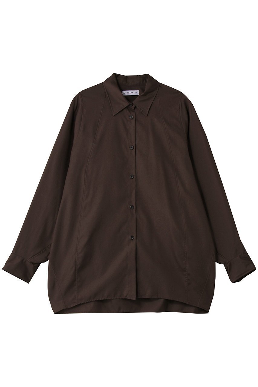 【マイ ウィークネス/MY WEAKNESS】のHilja Dolman Sleeve Shirt インテリア・キッズ・メンズ・レディースファッション・服の通販 founy(ファニー) 　ファッション　Fashion　レディースファッション　Fashion for Women　トップス・カットソー　Cut & Sew Tops　シャツ・ブラウス・オフィスカジュアル　Elegant Blouses & Button-Ups　コンパクト　Compact, Small Size　シンプル　Simple, Minimal　スリーブ　Sleeve, Long Sleeve / Short Sleeve　フロント　Front, Front Design　ヨーク　Yoke, Yoke Design　ロング　Long, Long-Length　エレガント 上品　Elegant　ブラウン|ID: prp329100004918885 ipo3291000000036898267